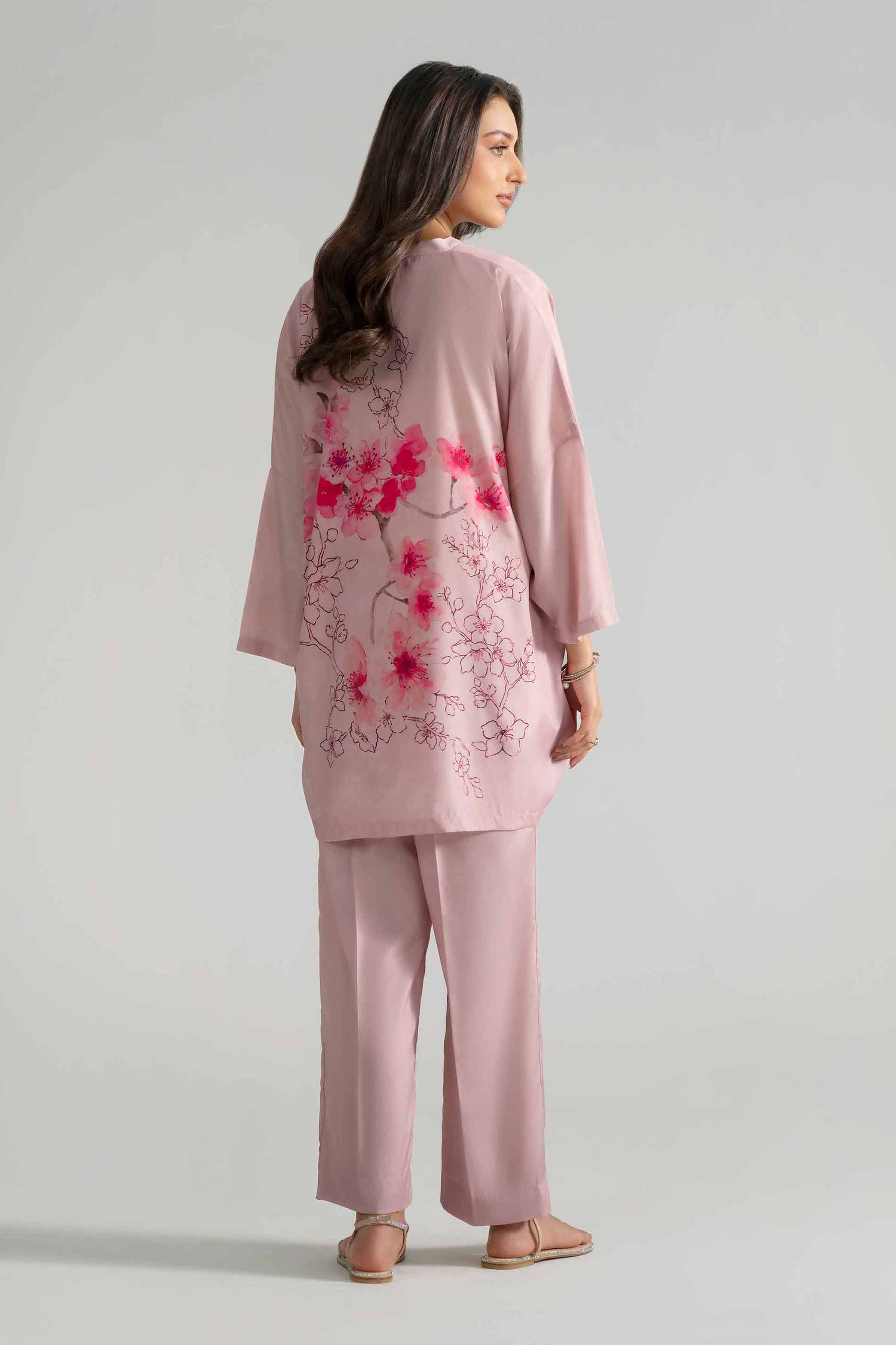 2 Piece - Printed Suit - AS26-47 Pink Silk 2PC Printed READY TO WEAR