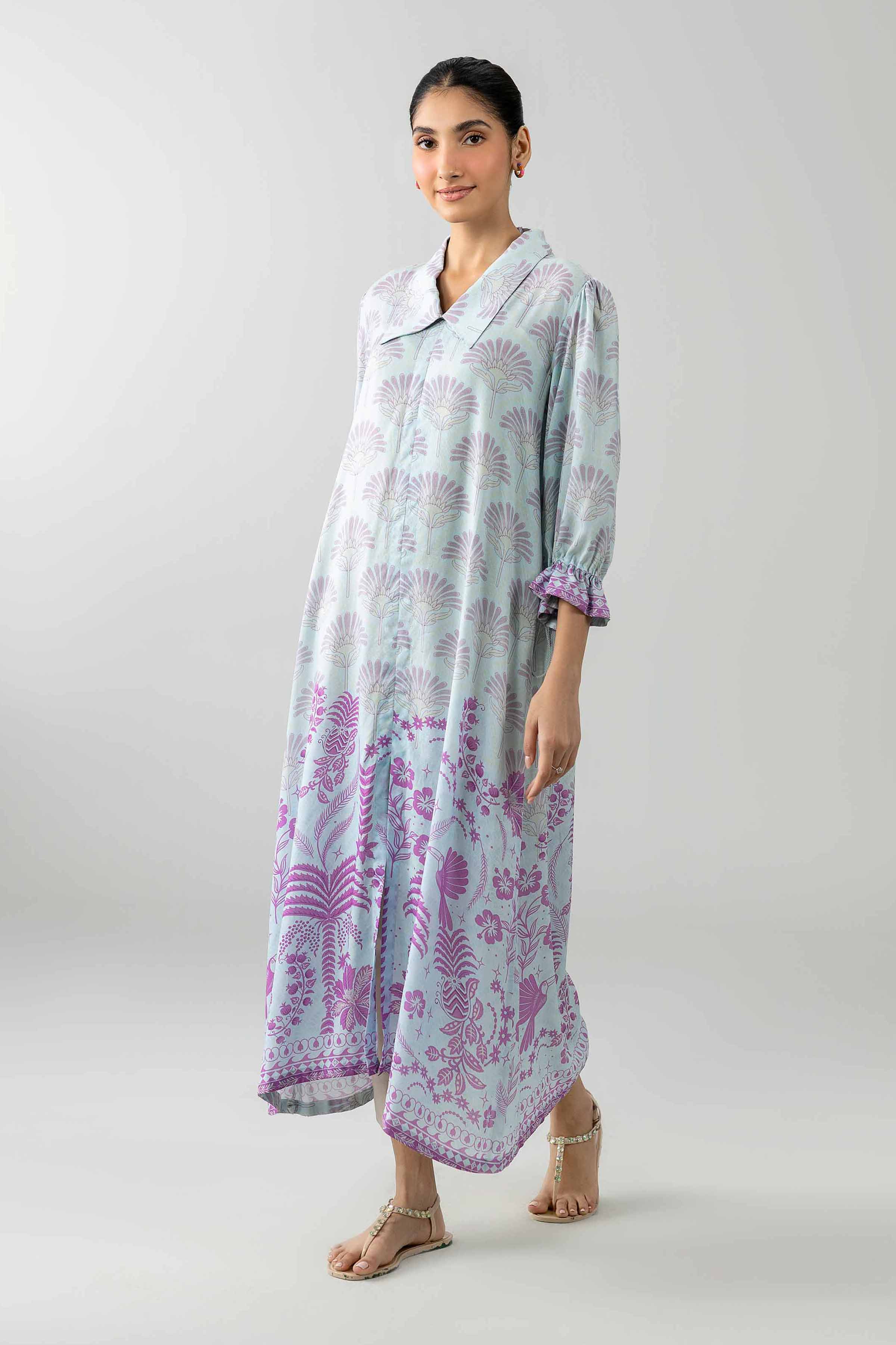 Printed Dress - AS26-52 Blue Modal 1PC Printed READY TO WEAR