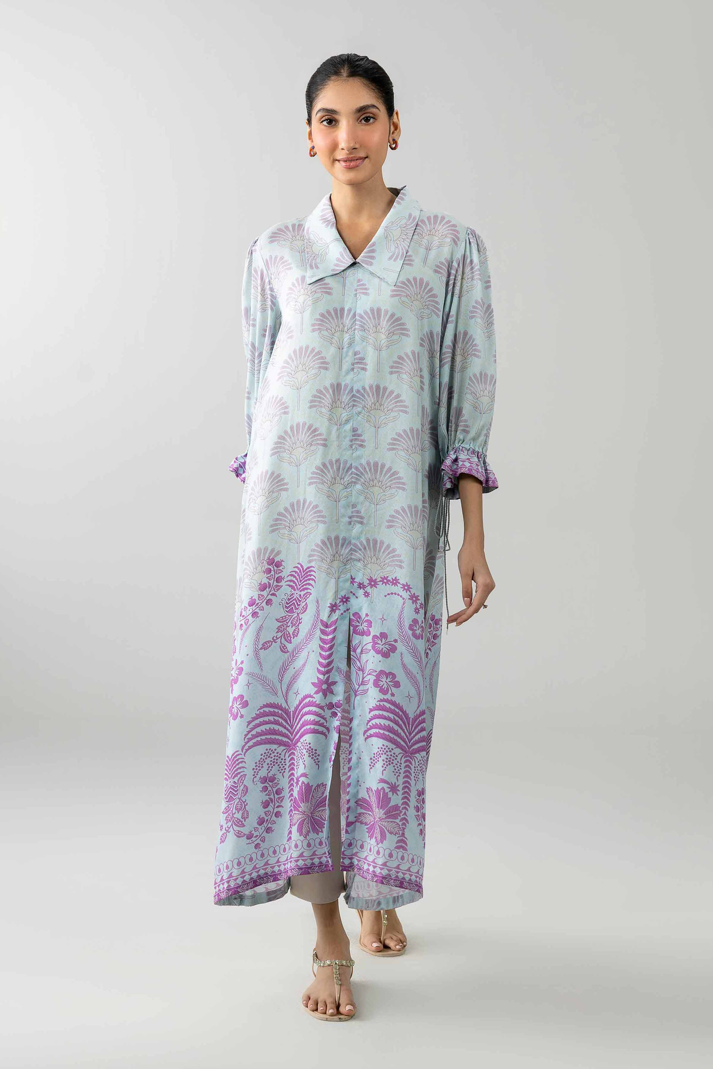 Printed Dress - AS26-52 Blue Modal 1PC Printed READY TO WEAR