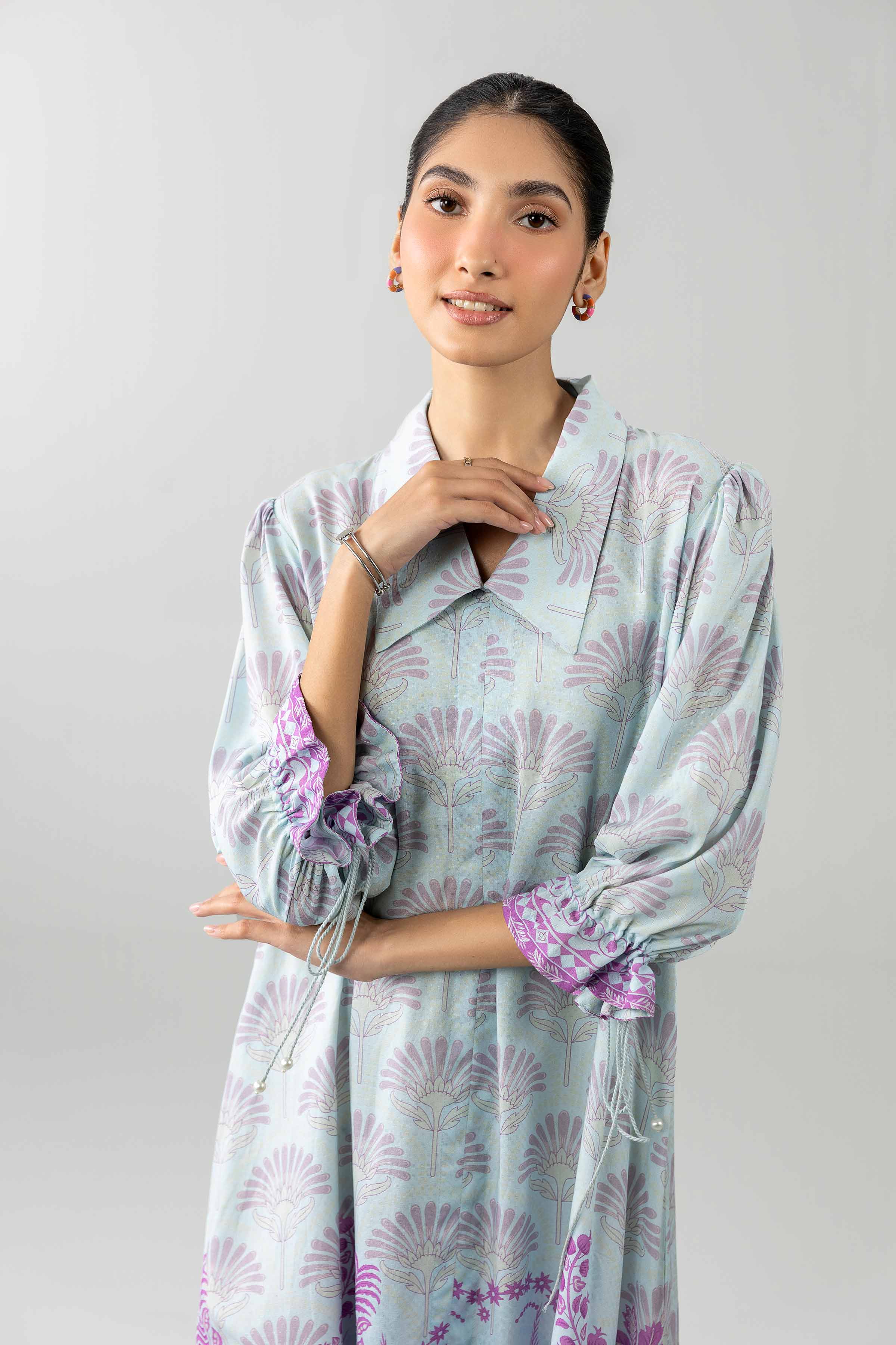 Printed Dress - AS26-52 Blue Modal 1PC Printed READY TO WEAR