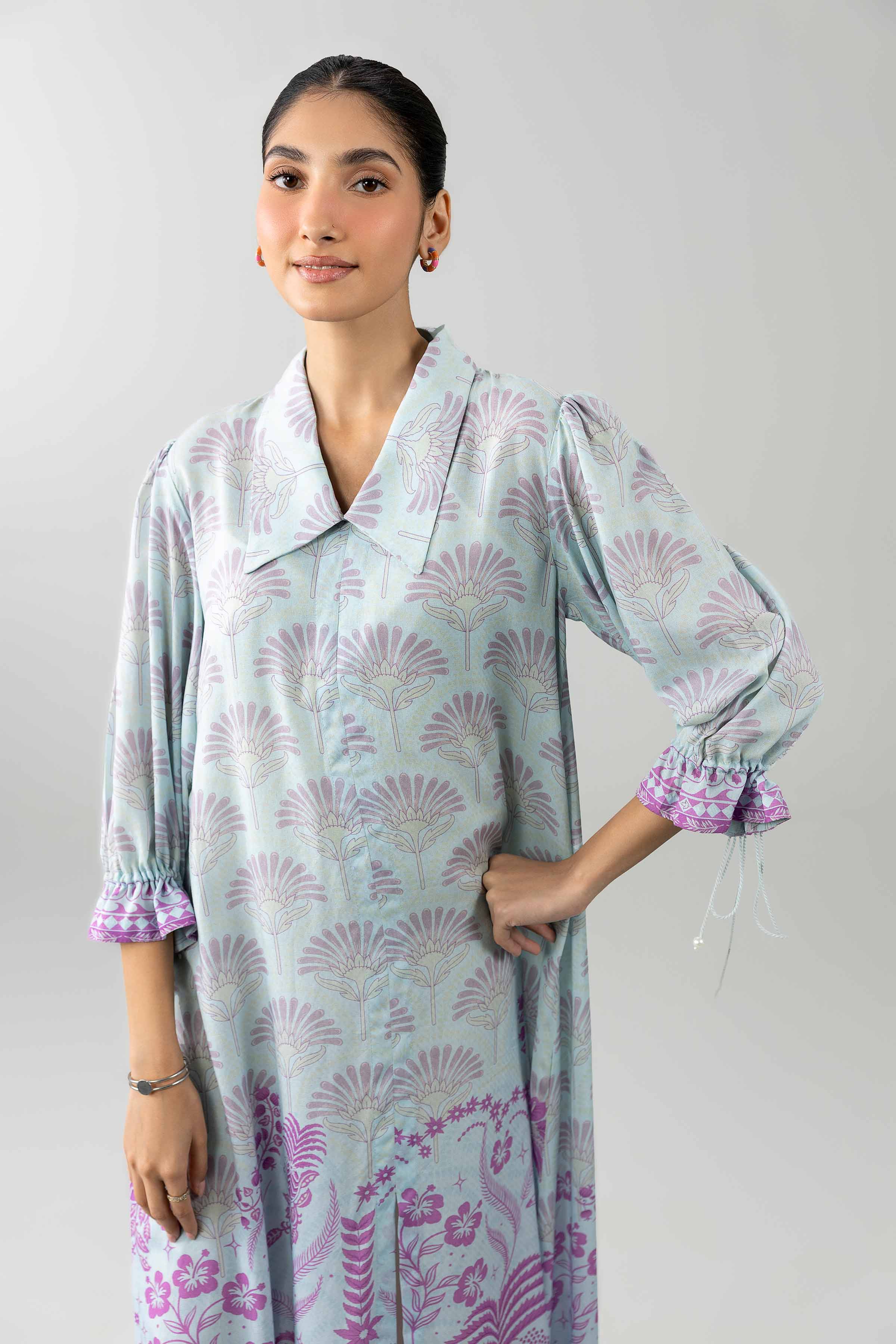 Printed Dress - AS26-52 Blue Modal 1PC Printed READY TO WEAR