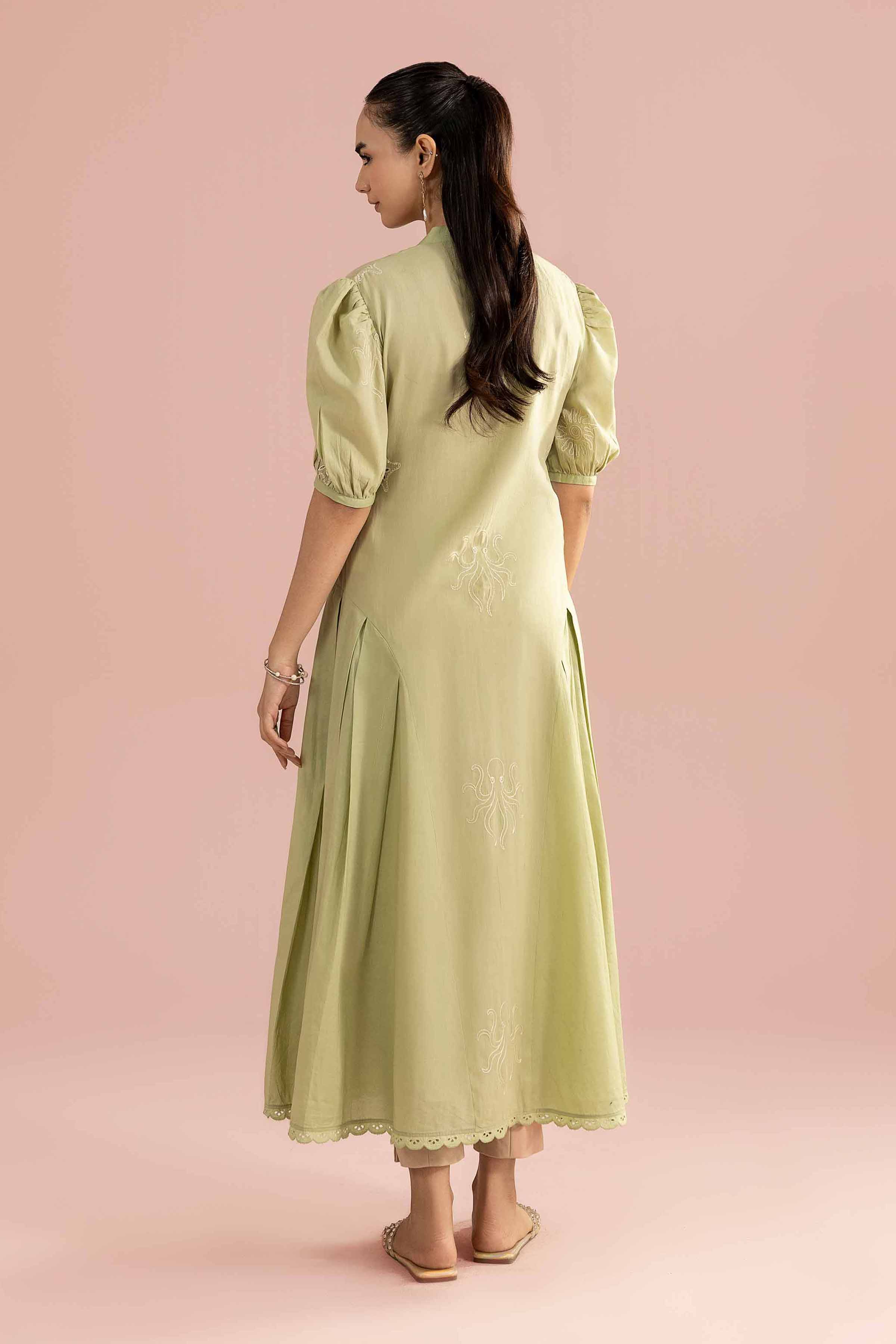 Embroidered Dress - AS26-54 Green Cambric 1PC Embroidered READY TO WEAR