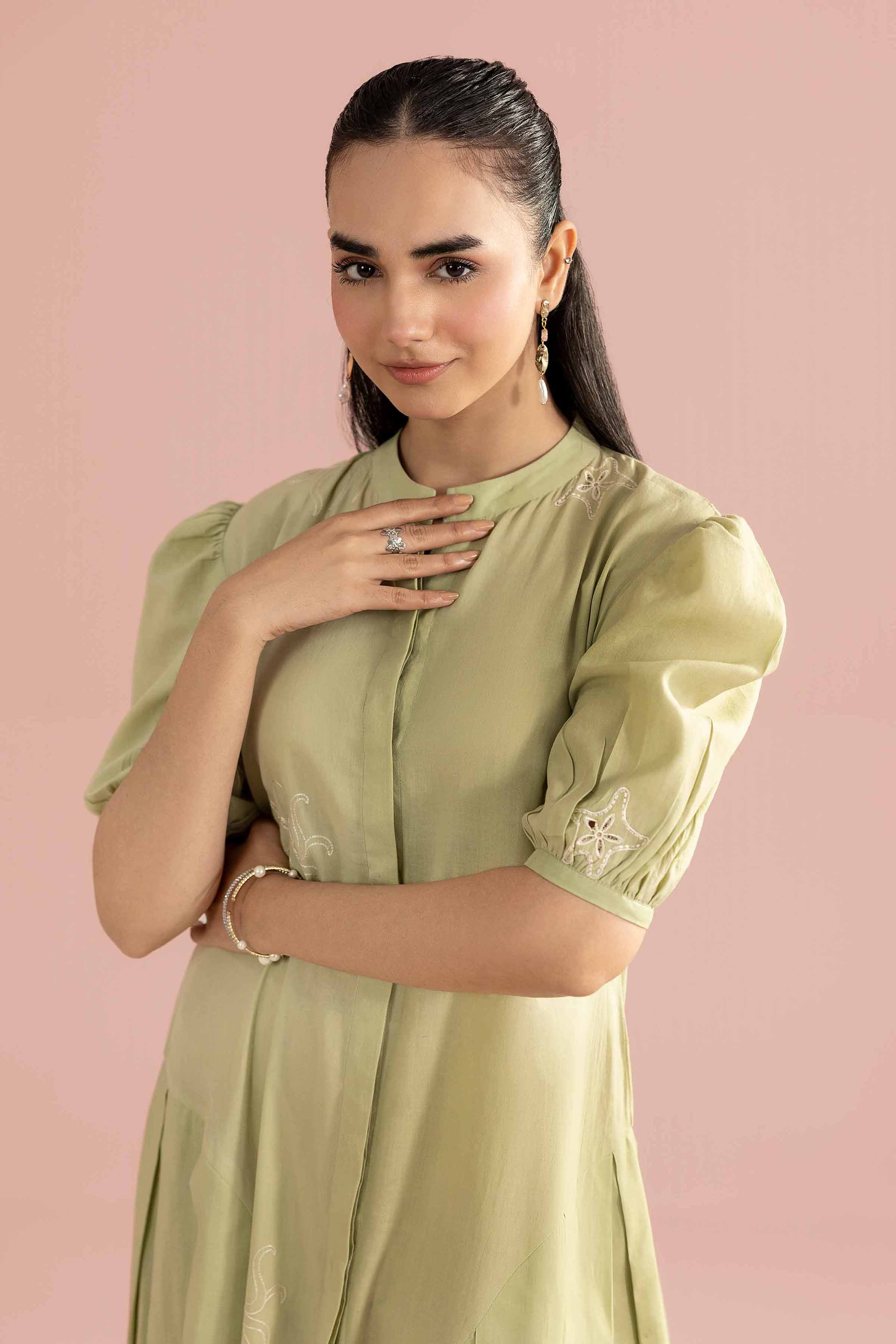 Embroidered Dress - AS26-54 Green Cambric 1PC Embroidered READY TO WEAR