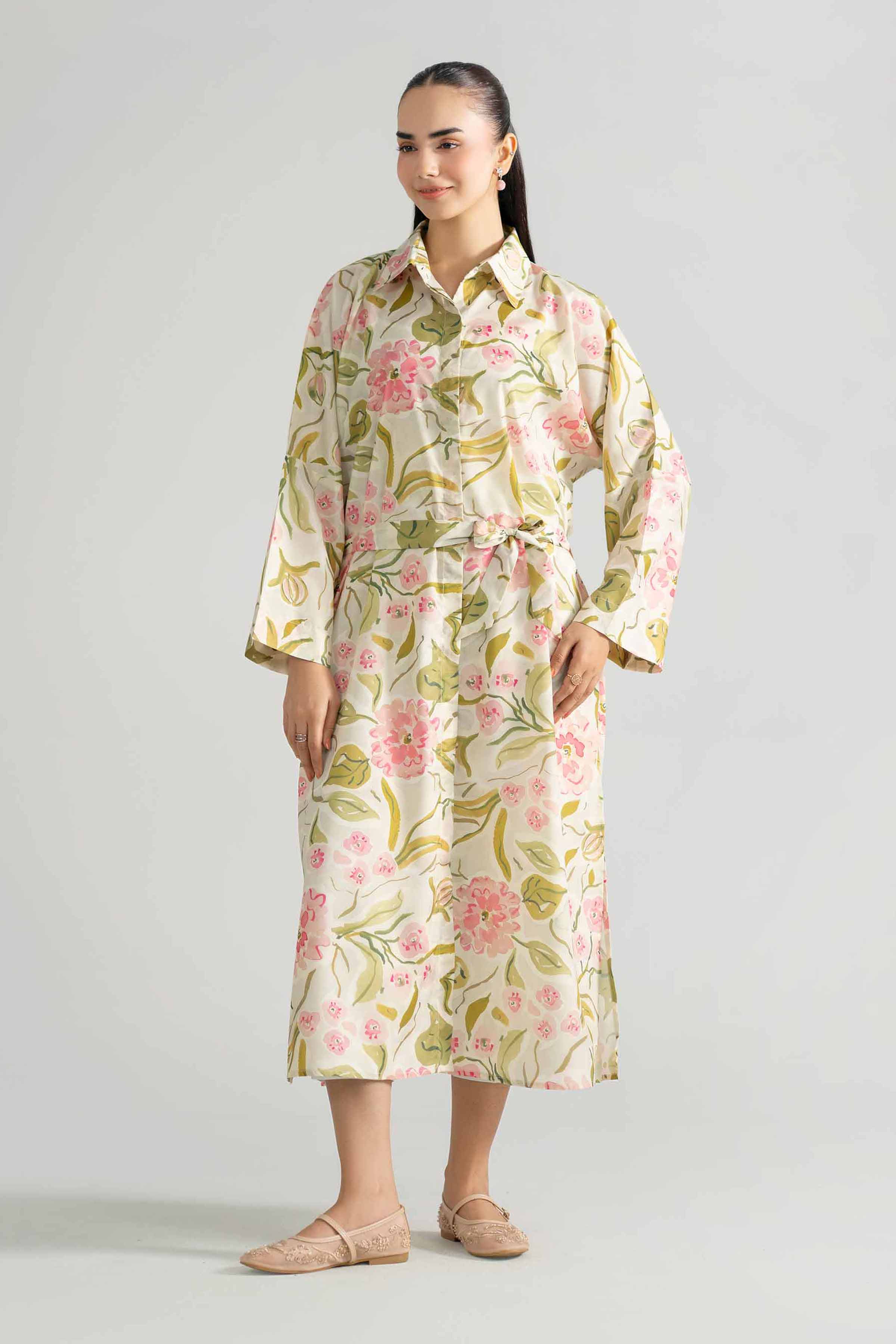 Printed Shirt - AS26-61 Green Silk 1PC Printed READY TO WEAR