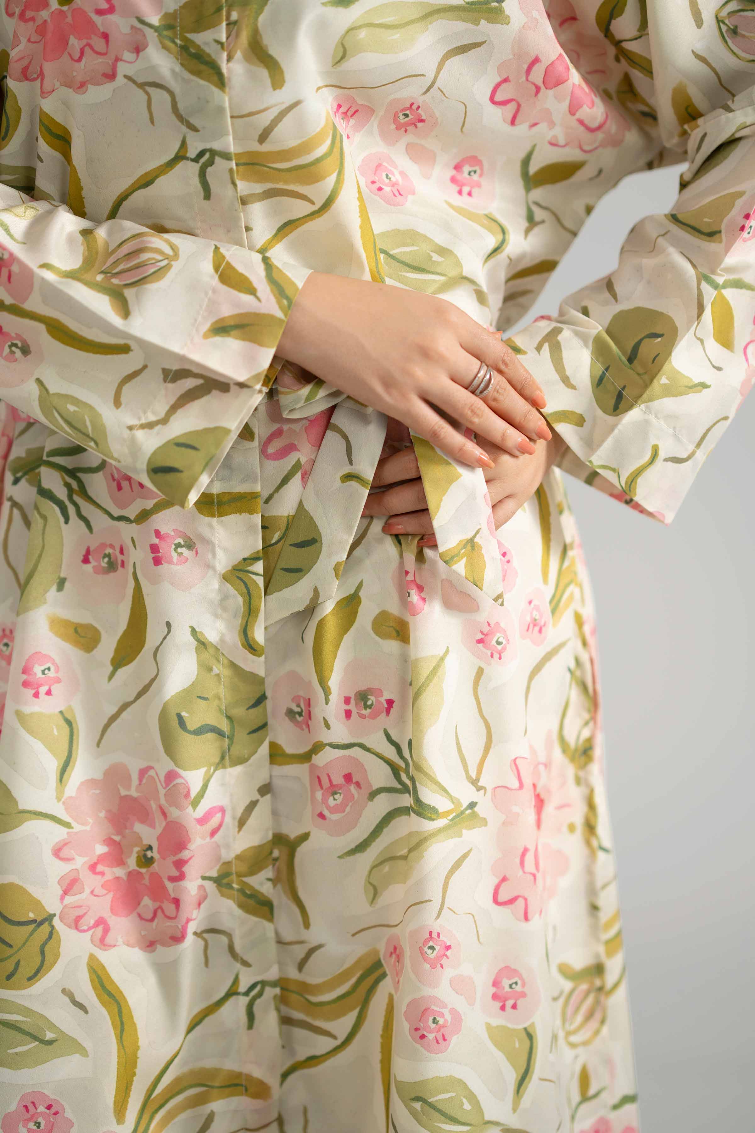 Printed Shirt - AS26-61 Green Silk 1PC Printed READY TO WEAR