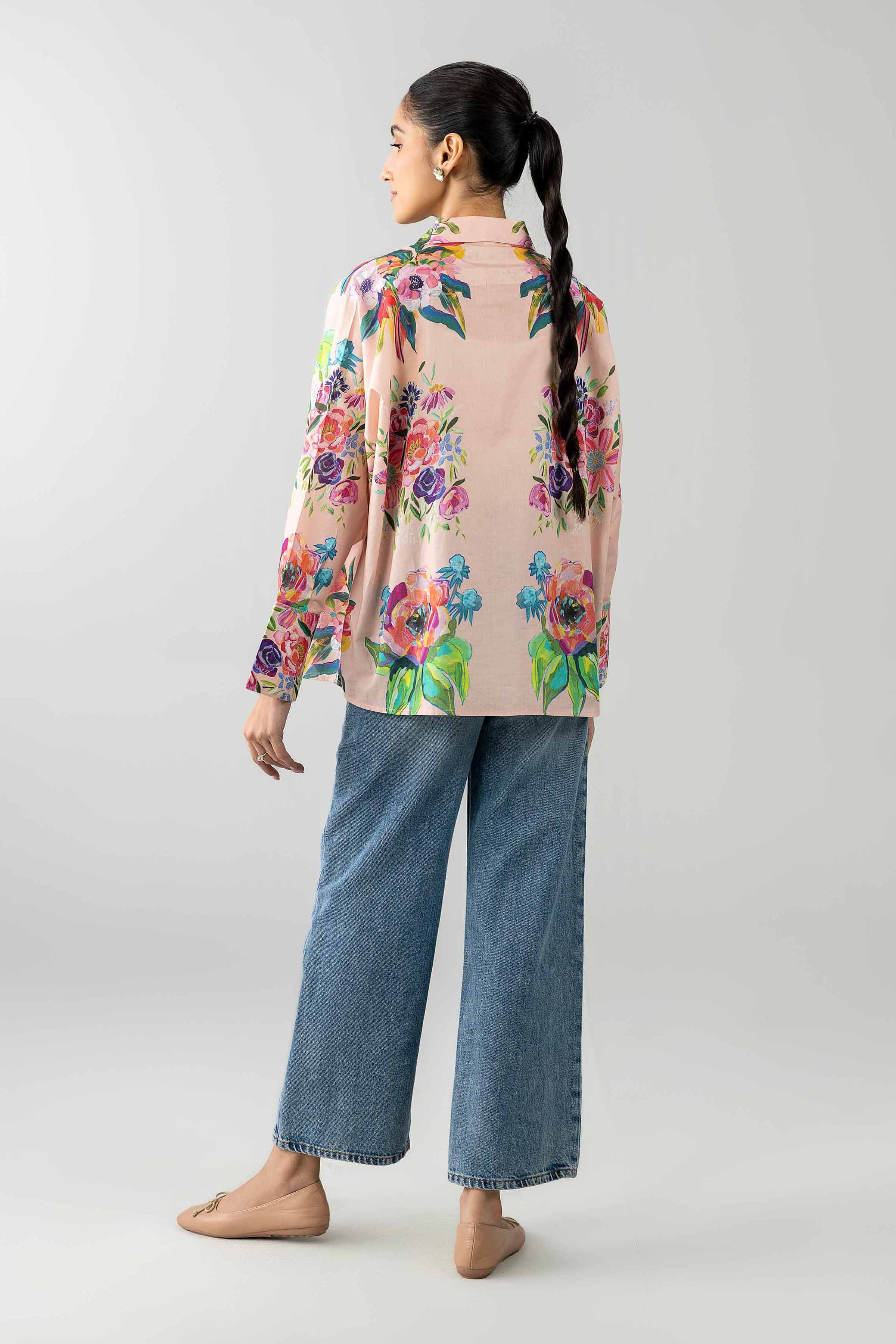 Printed Shirt - AS26-64 Pink Cambric 1PC Printed READY TO WEAR