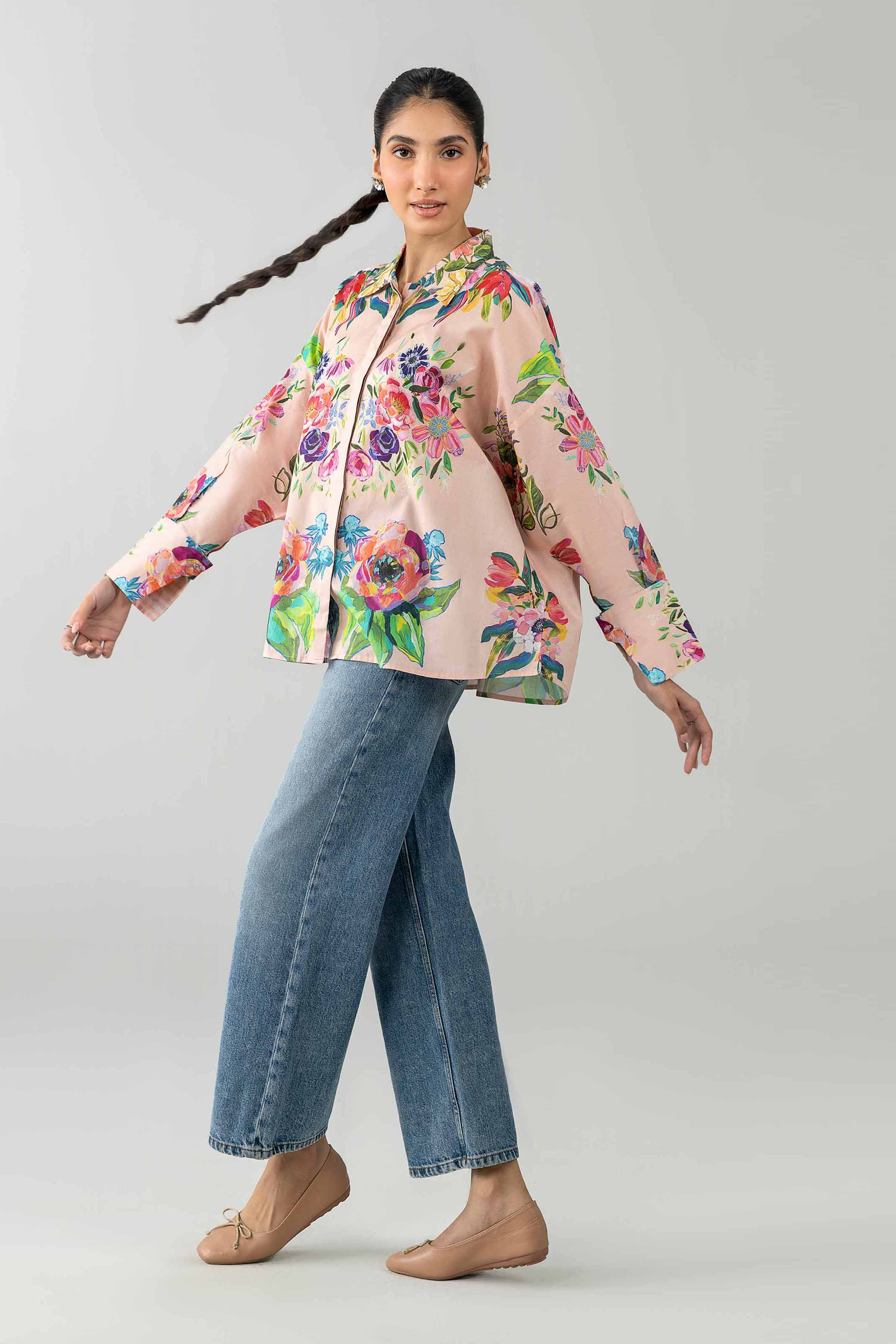 Printed Shirt - AS26-64 Pink Cambric 1PC Printed READY TO WEAR