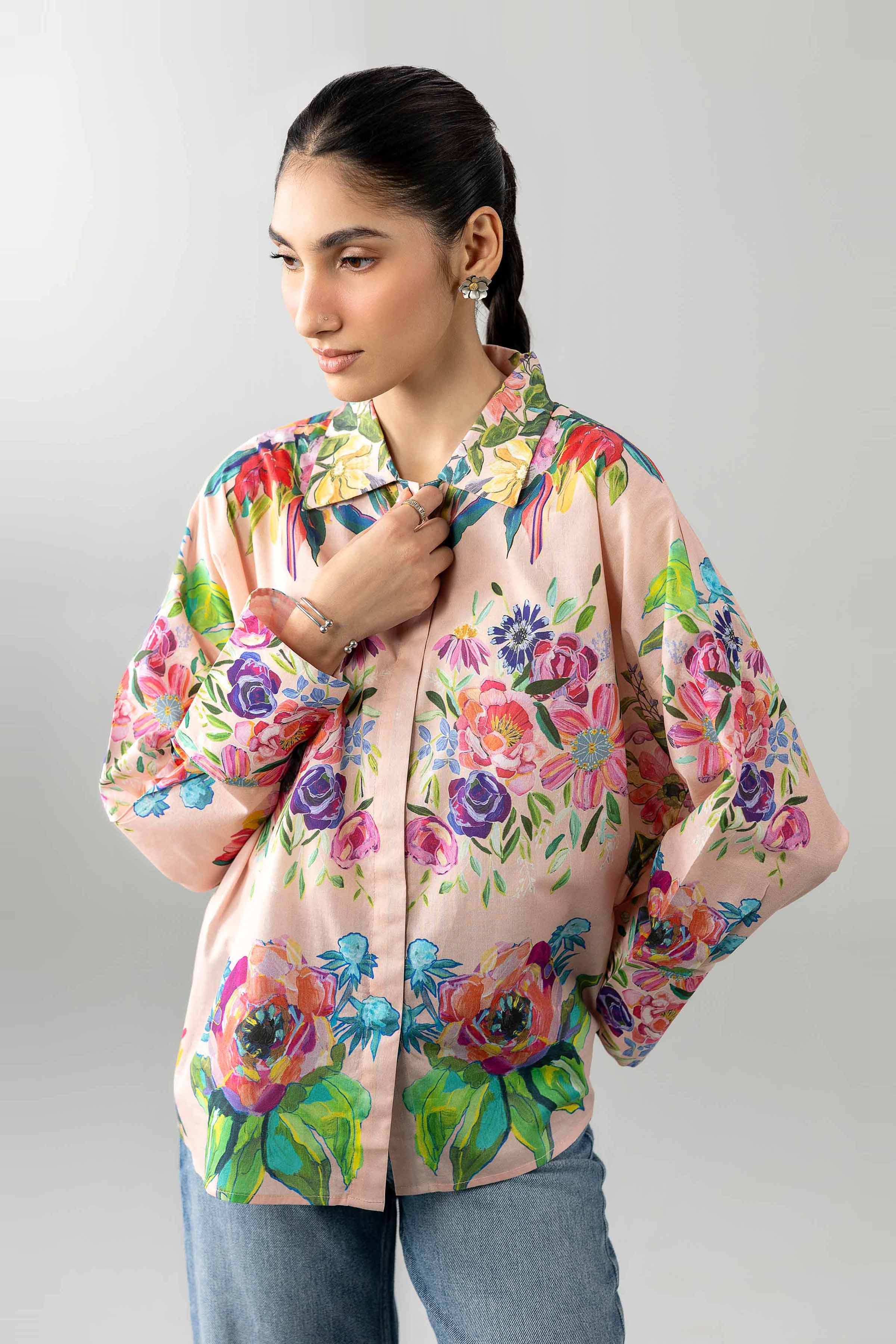 Printed Shirt - AS26-64 Pink Cambric 1PC Printed READY TO WEAR