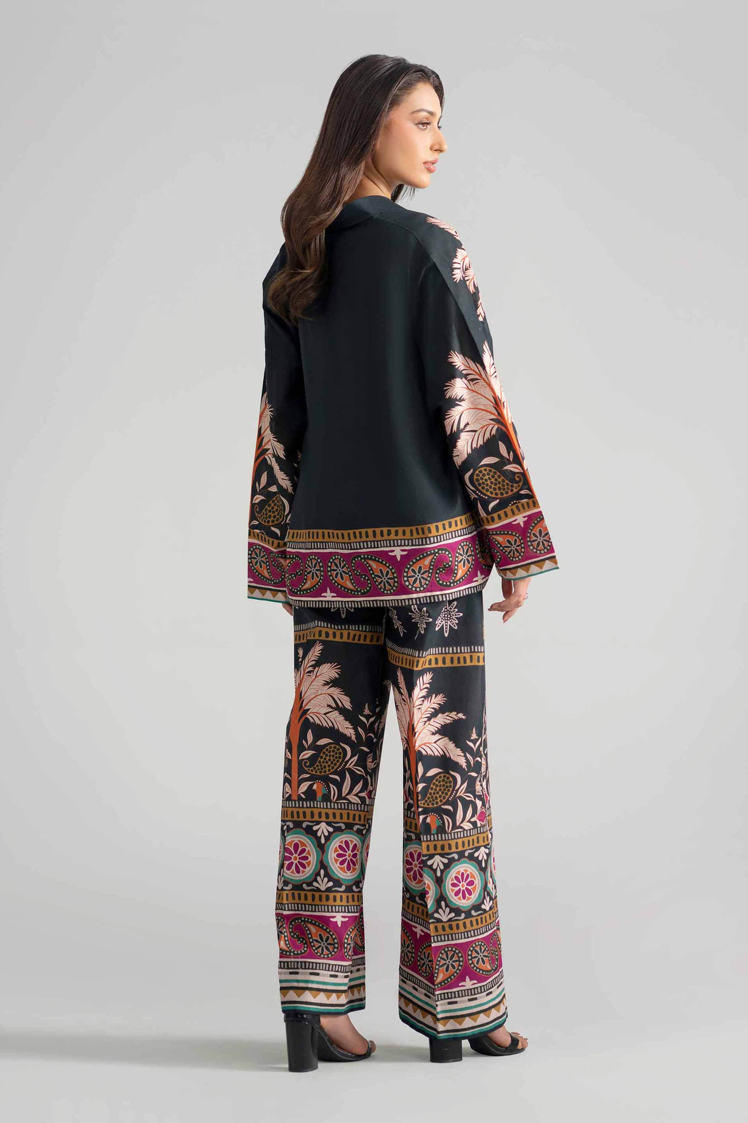 2 Piece - Printed Suit - AS26-65 Black Cambric 2PC Printed READY TO WEAR