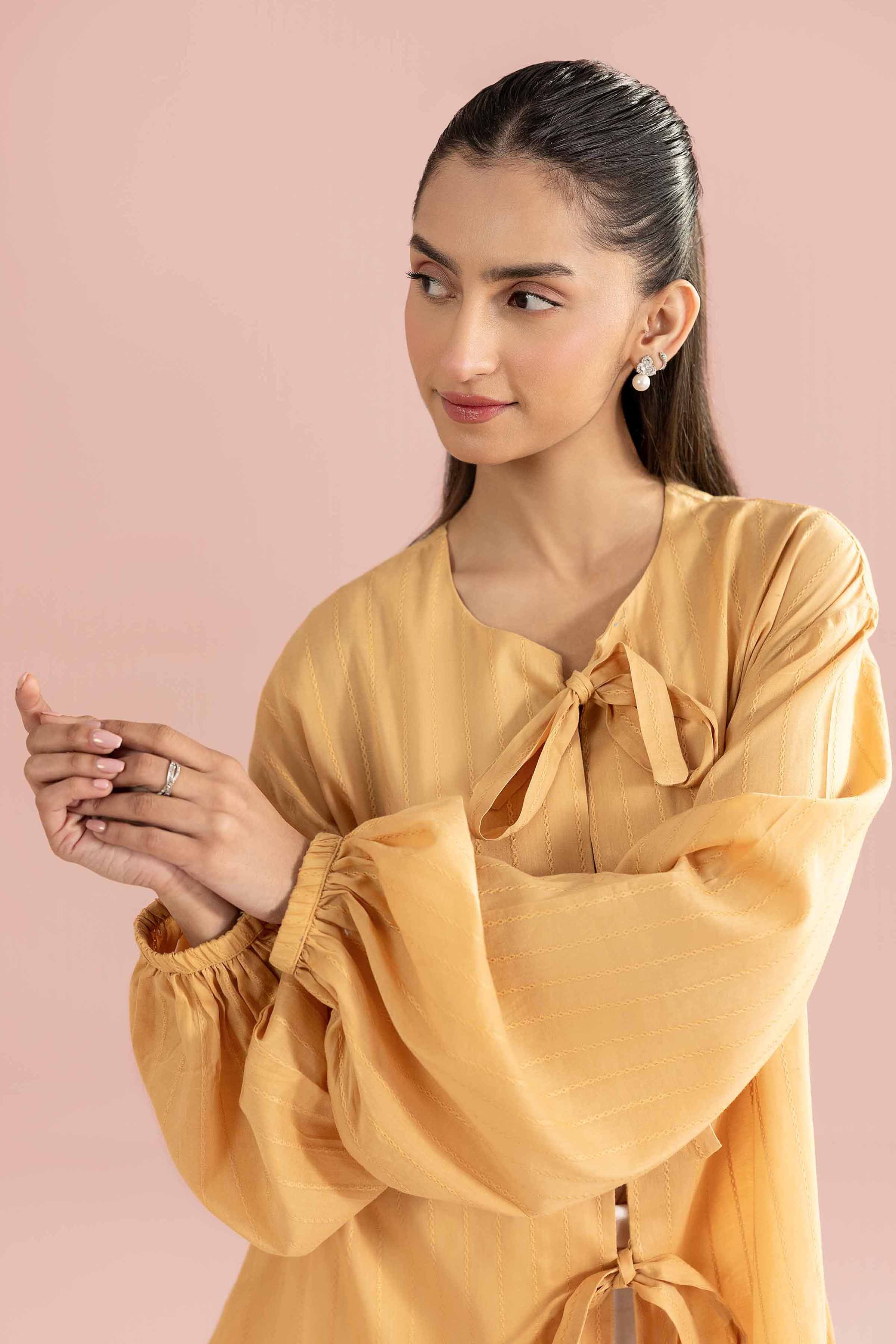 Embroidered Shirt - AS26-89 Beige Leno Kara 1PC Embroidered READY TO WEAR