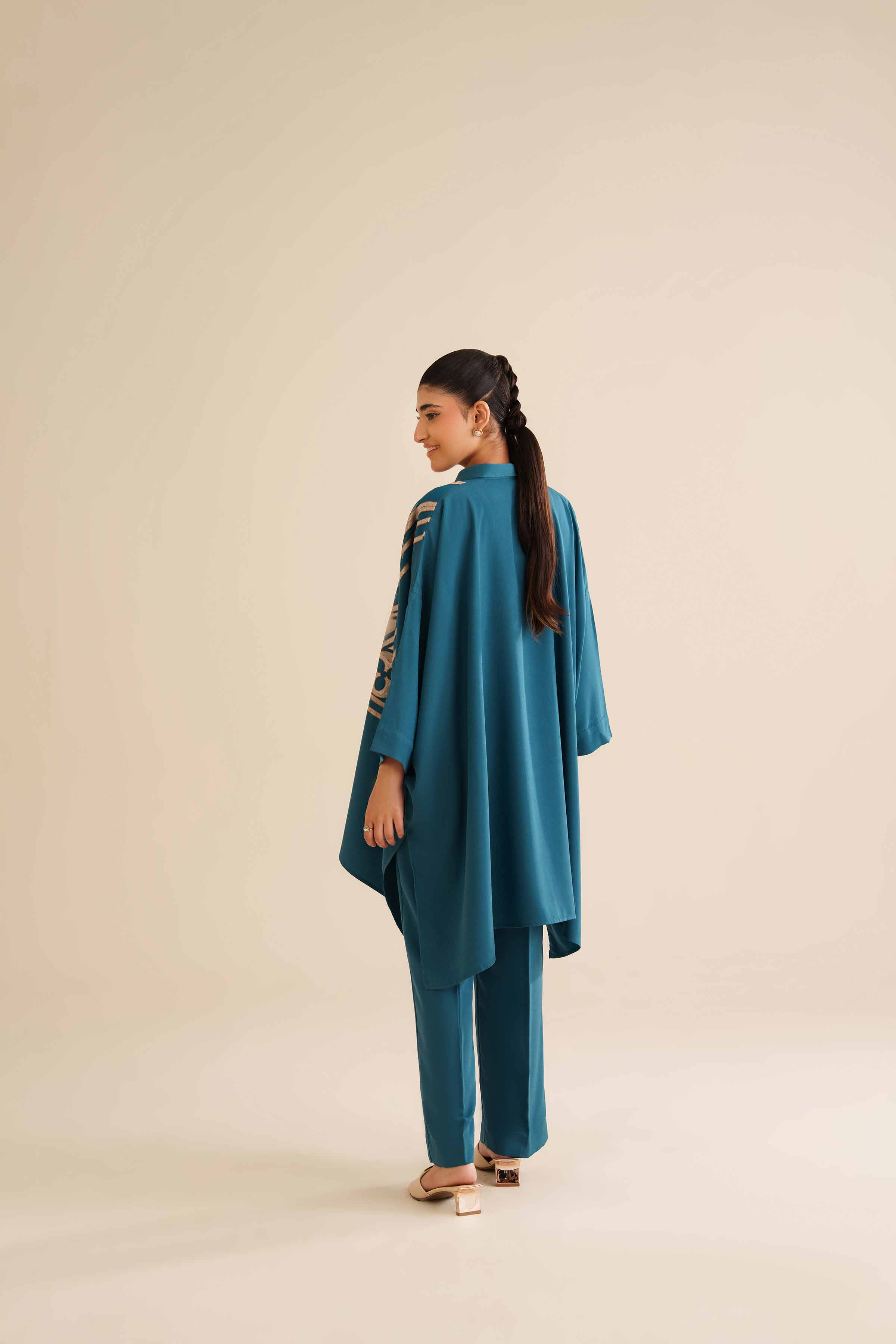 NISHATUAE - Teal Embroidered Grip 2-piece Ready to wear Dress