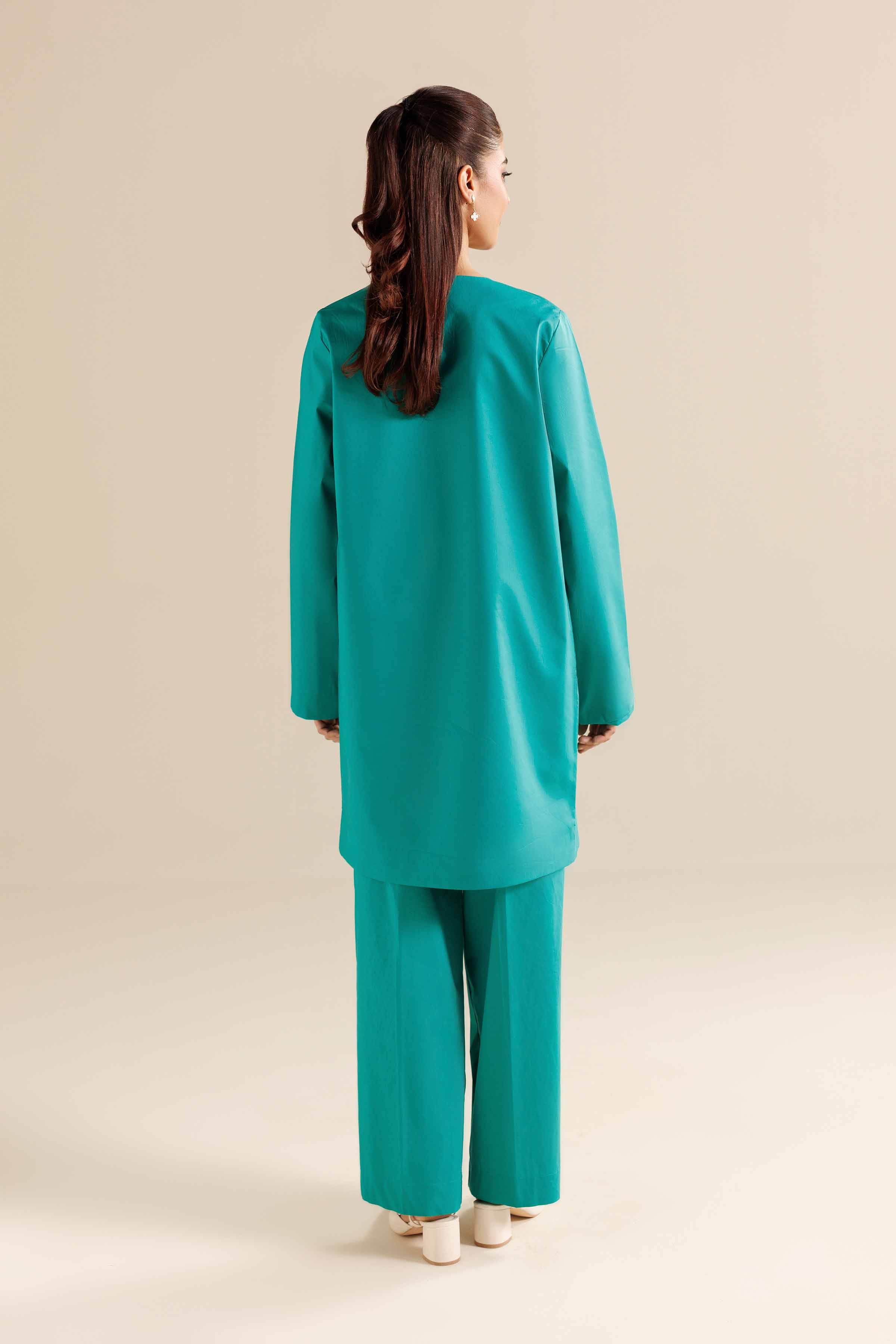 NISHATUAE - Green Embroidered Silk 2-piece Ready to wear Dress