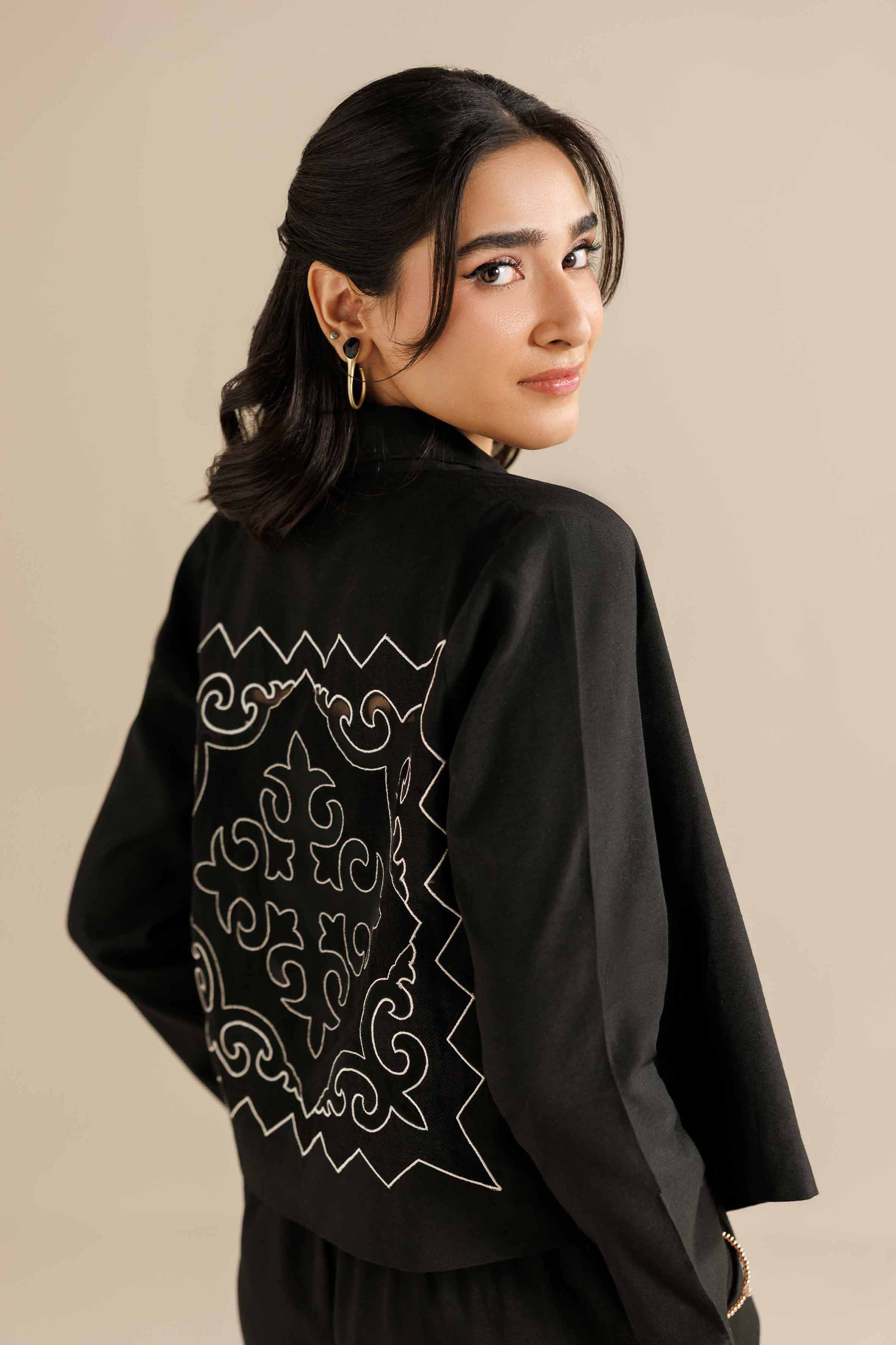 NISHATUAE - Black Embroidered Silk 2-piece Ready to wear Dress
