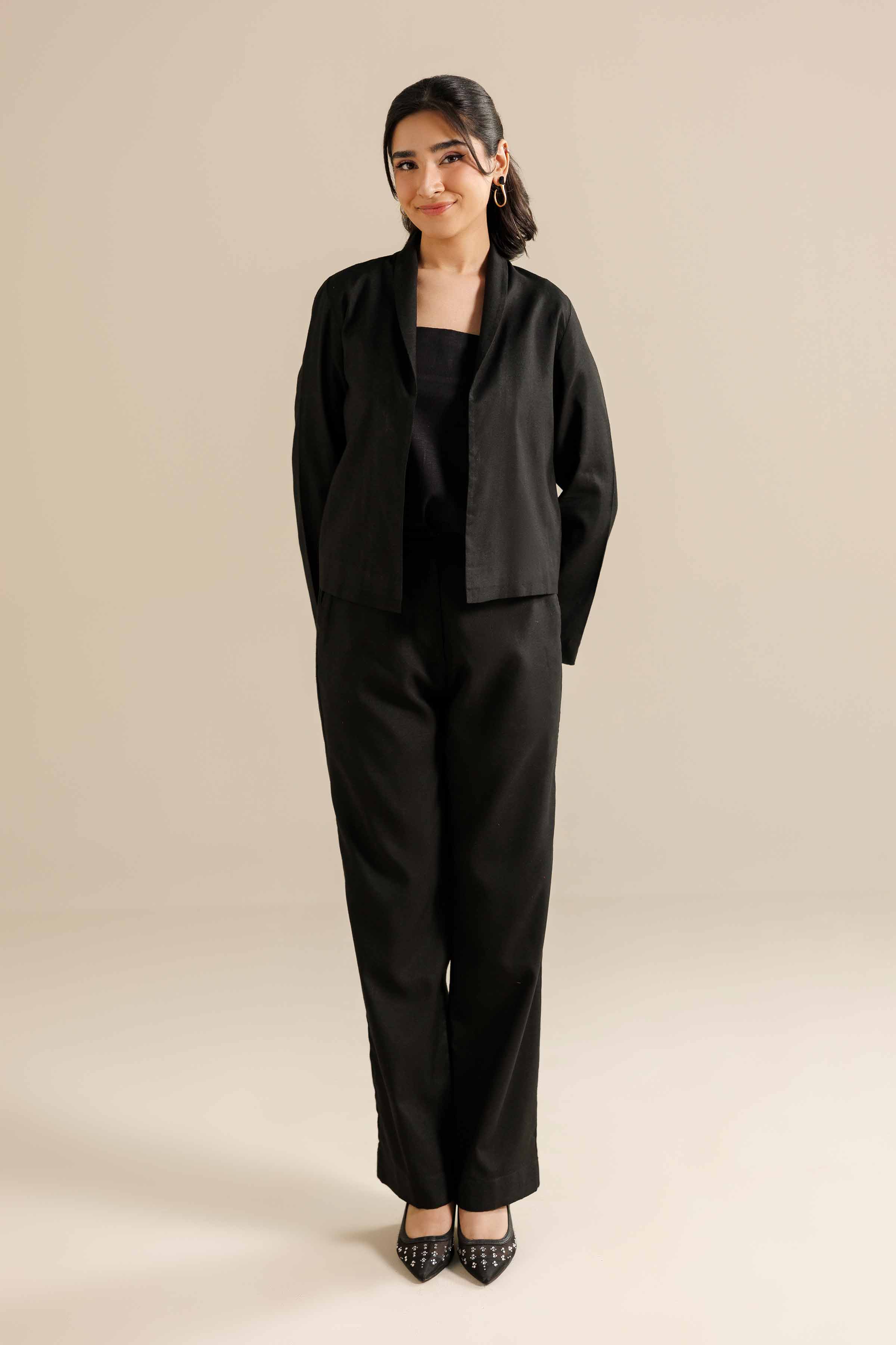 NISHATUAE - Black Embroidered Silk 2-piece Ready to wear Dress