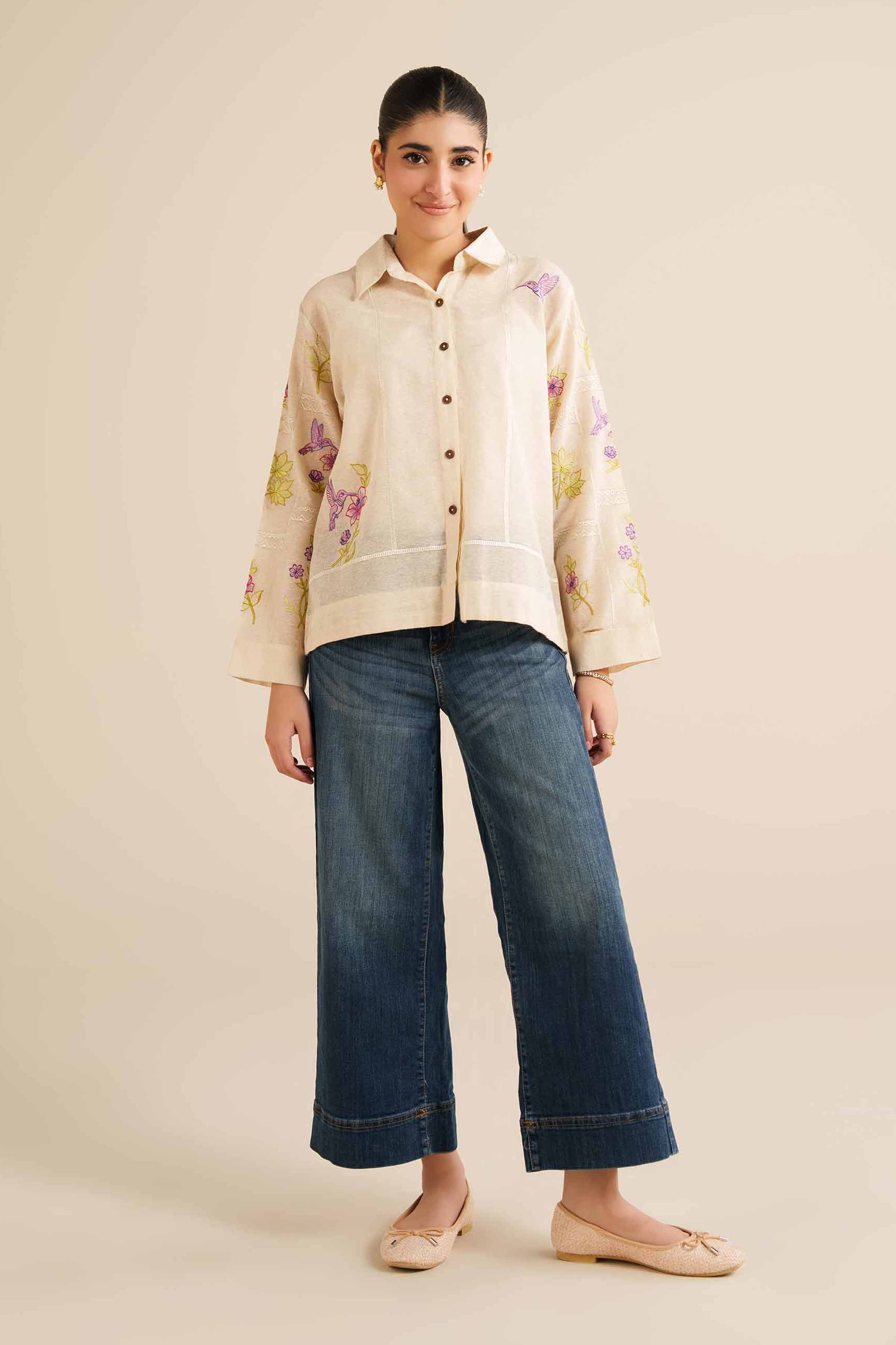 NISHATUAE - Ivory Embroidered Cotton Ready to wear Tunic