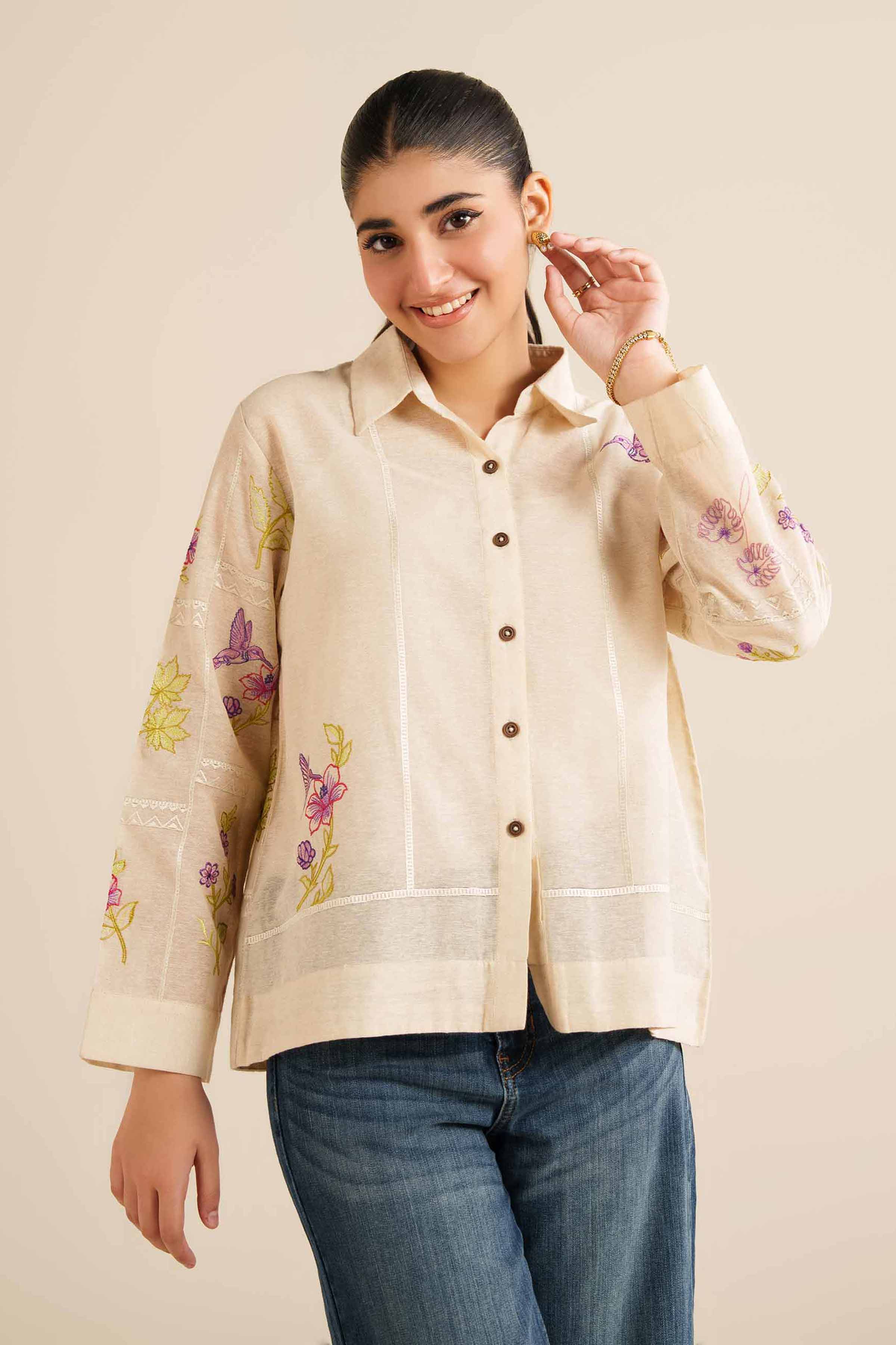 NISHATUAE - Ivory Embroidered Cotton Ready to wear Tunic
