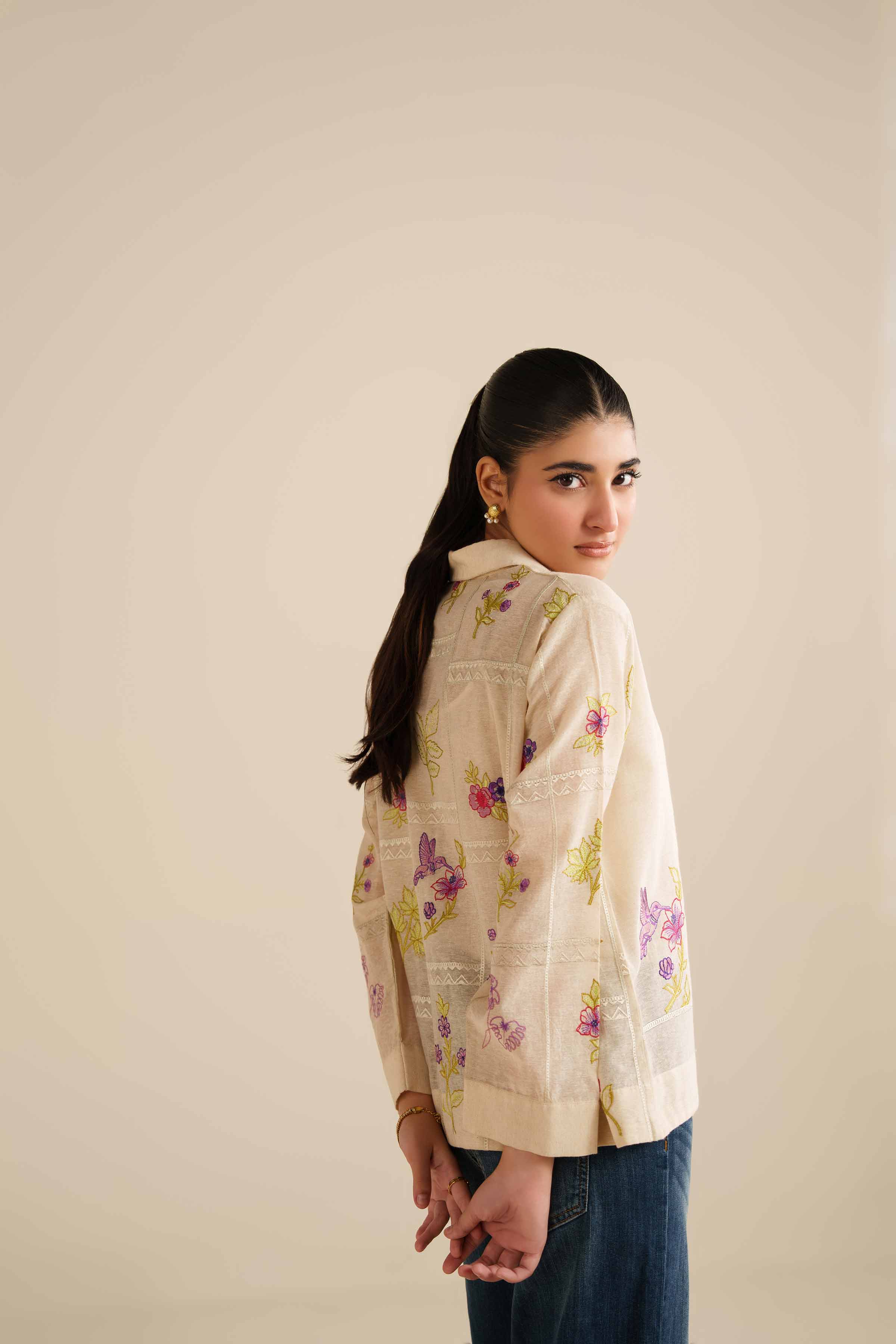 NISHATUAE - Ivory Embroidered Cotton Ready to wear Tunic