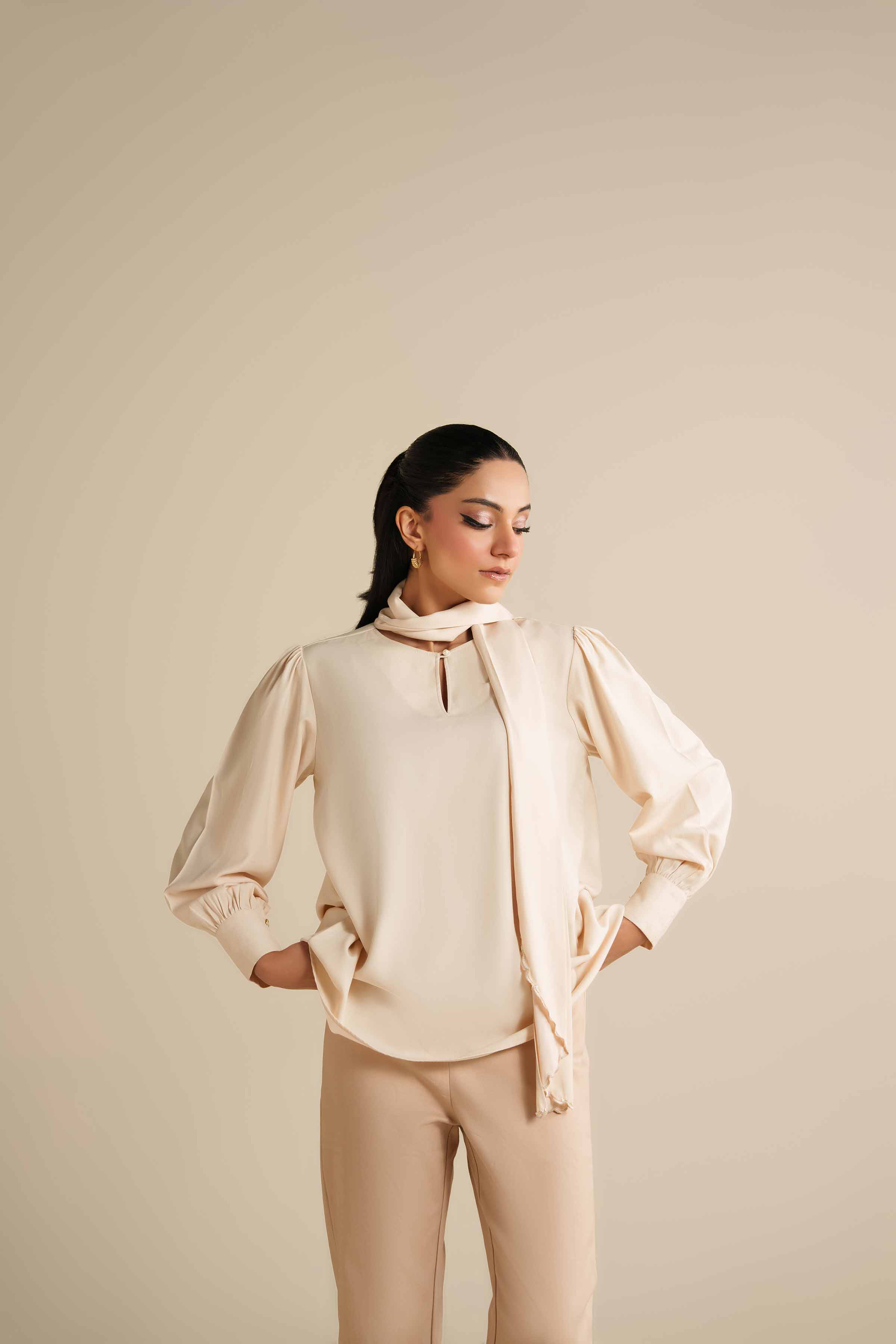 NishatUAE - Ivory Embroidered Grip Ready To Wear Tunic