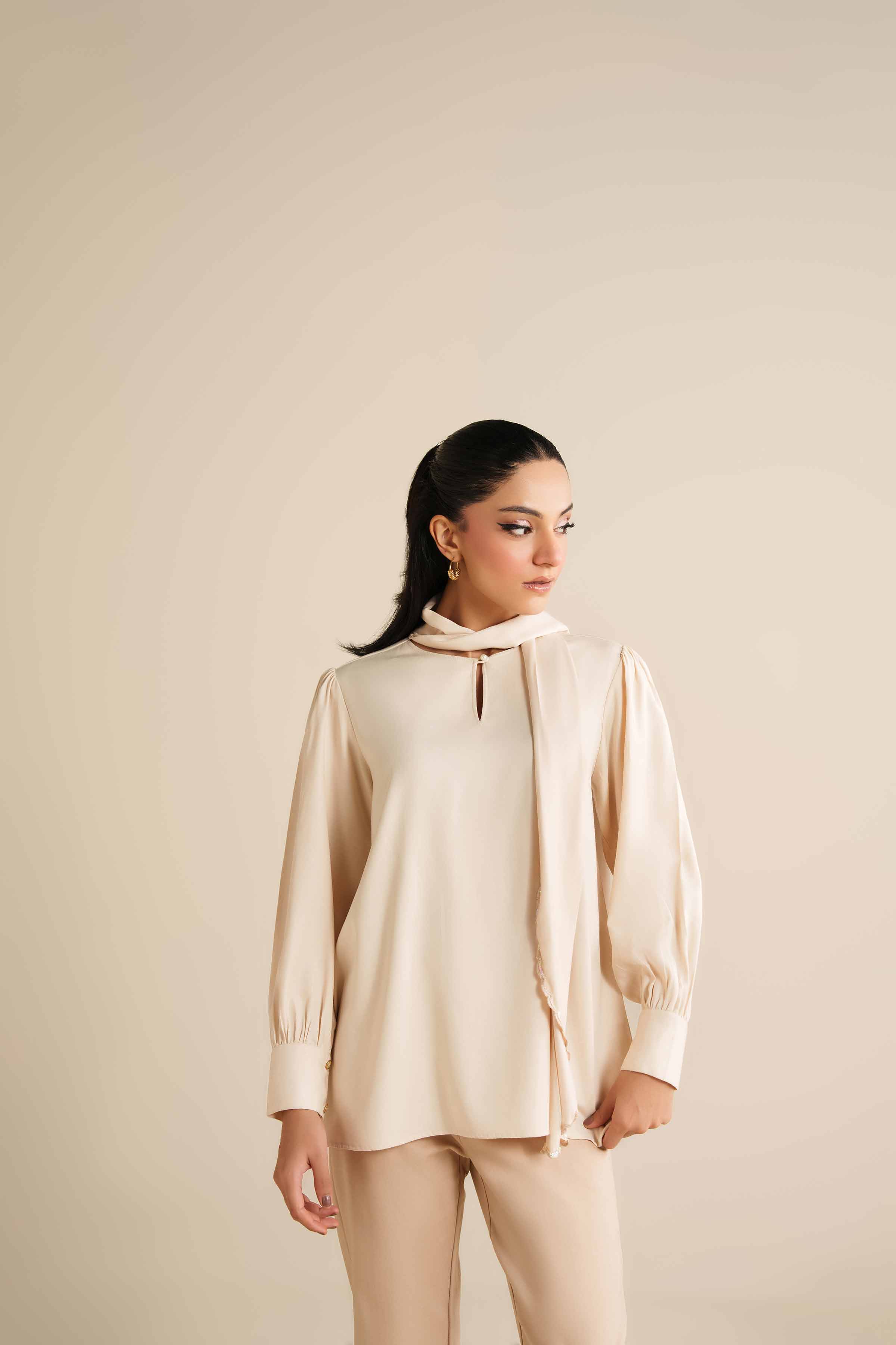 NishatUAE - Ivory Embroidered Grip Ready To Wear Tunic