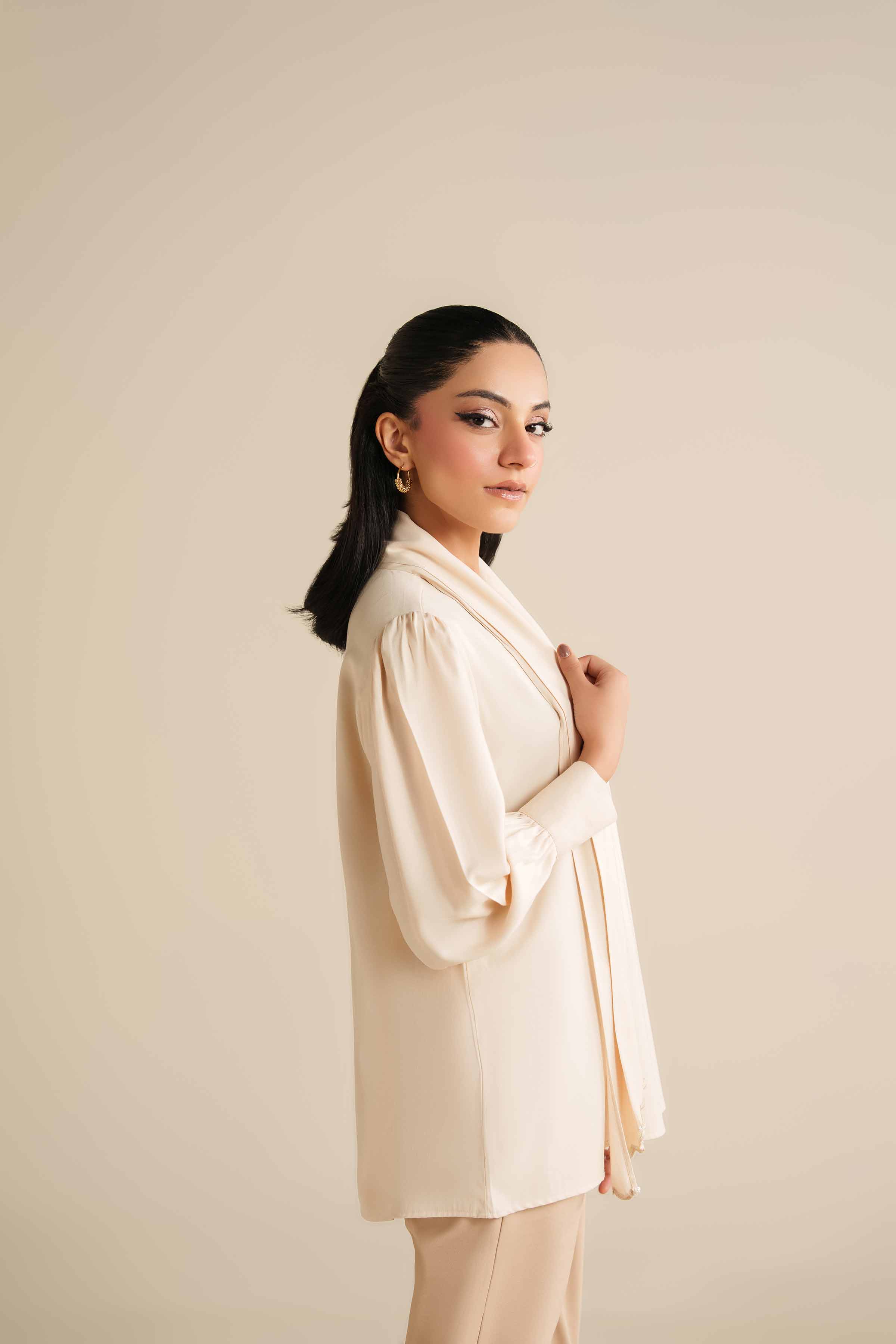 NishatUAE - Ivory Embroidered Grip Ready To Wear Tunic