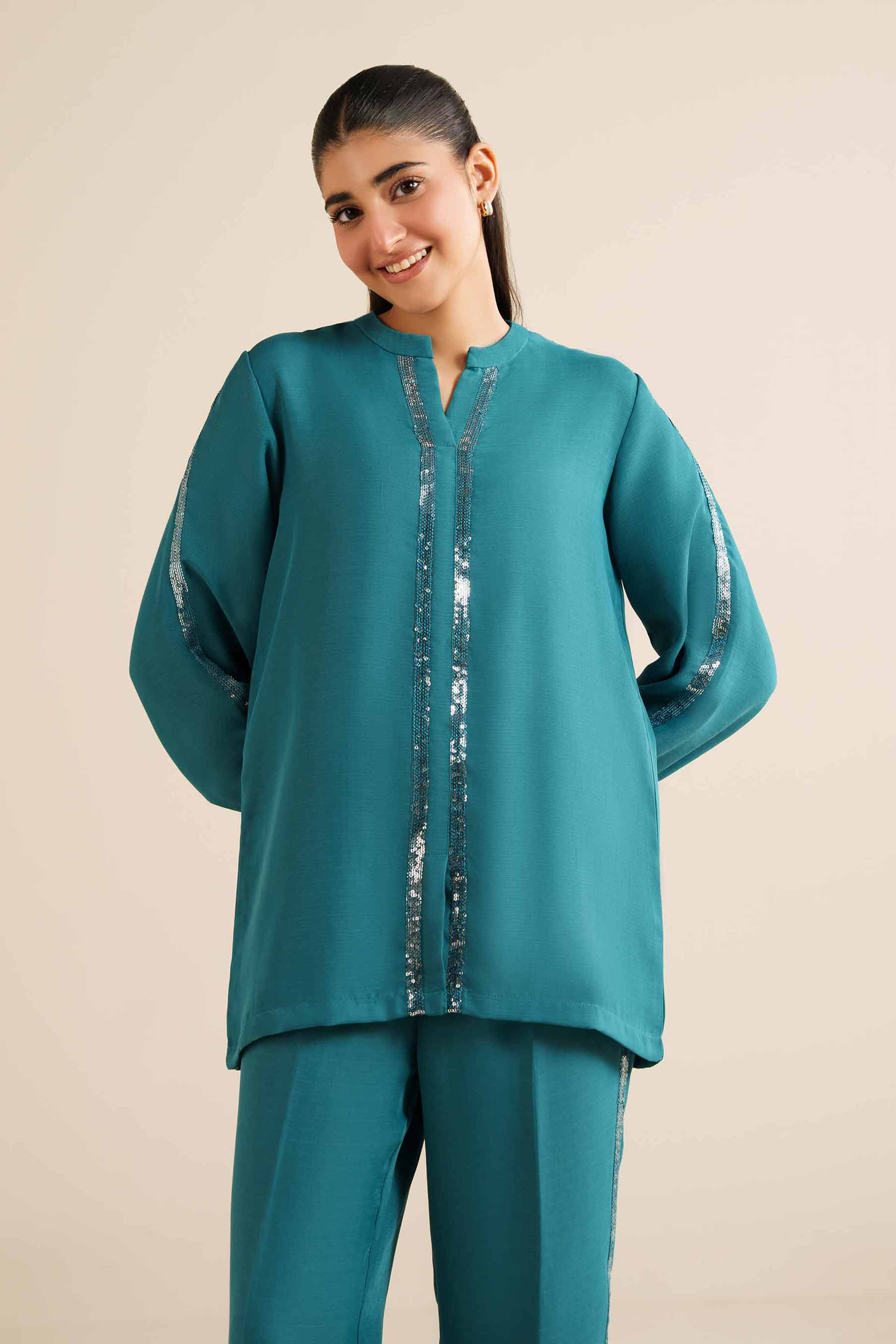 NISHATUAE - Green Embroidered Grip 2-piece Ready to wear Dress