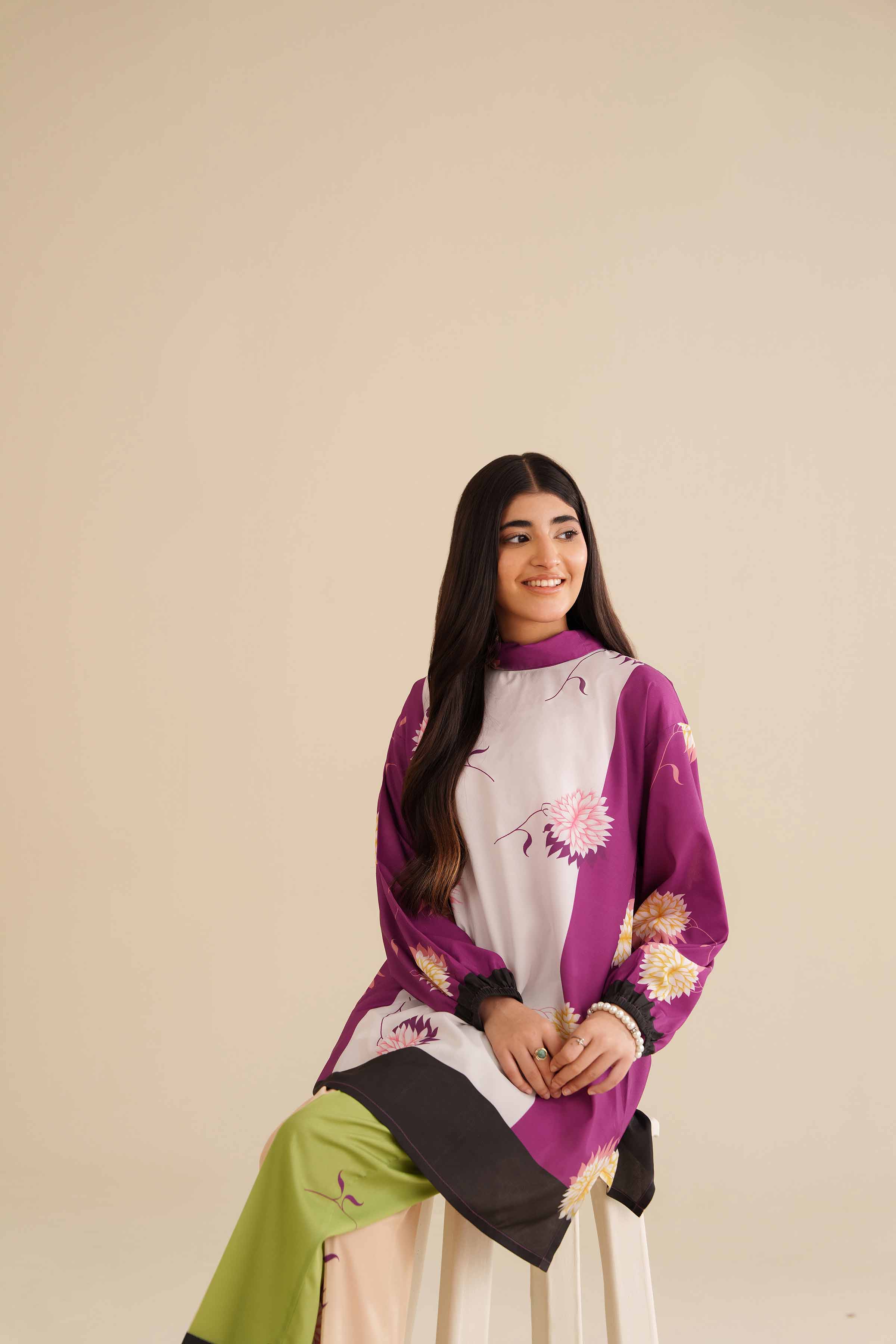 NISHATUAE - Purple Printed Silk 2-piece Ready to wear Dress