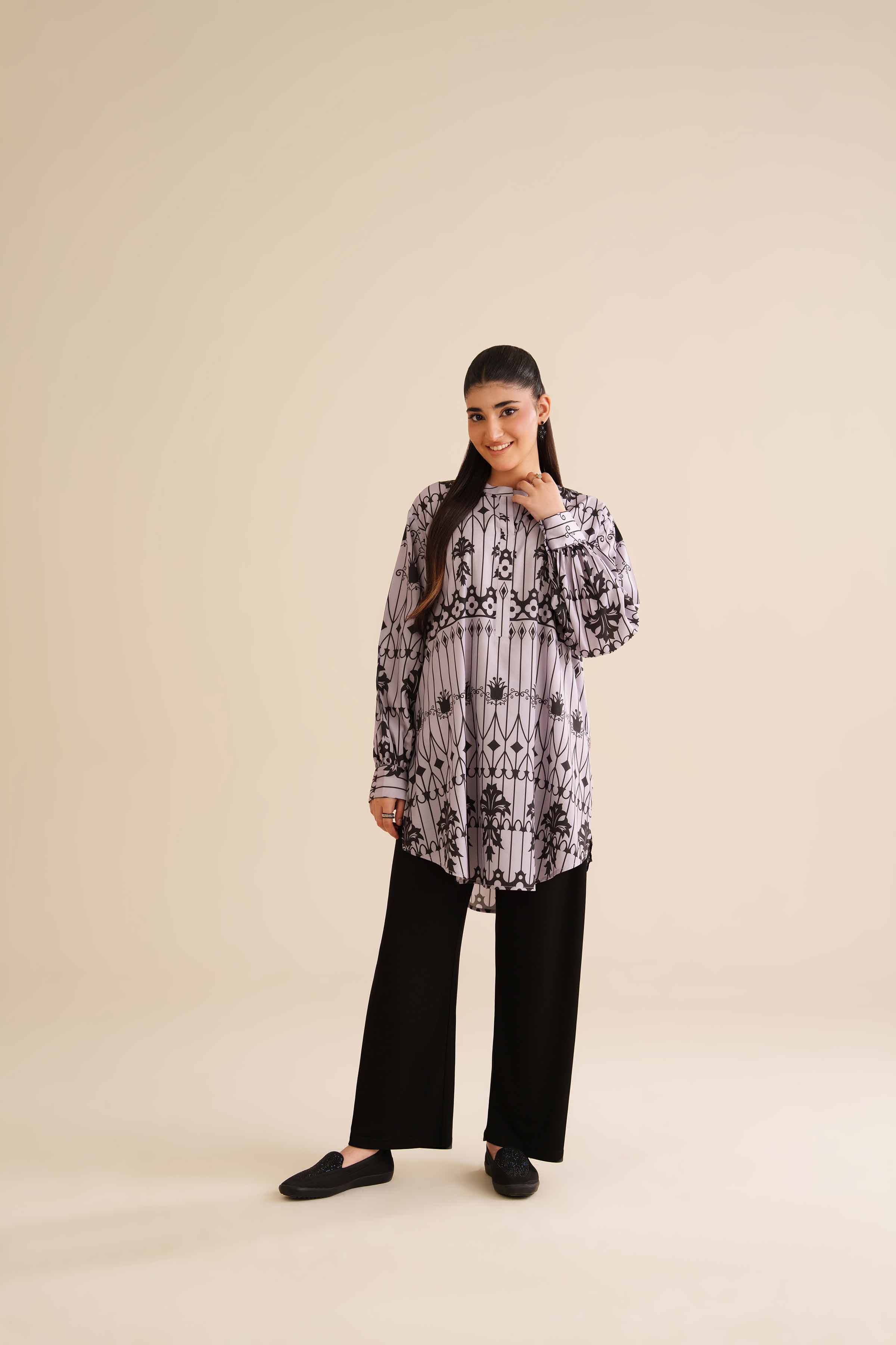 NISHATUAE - Purple Printed Grip Silk Ready to wear Tunic