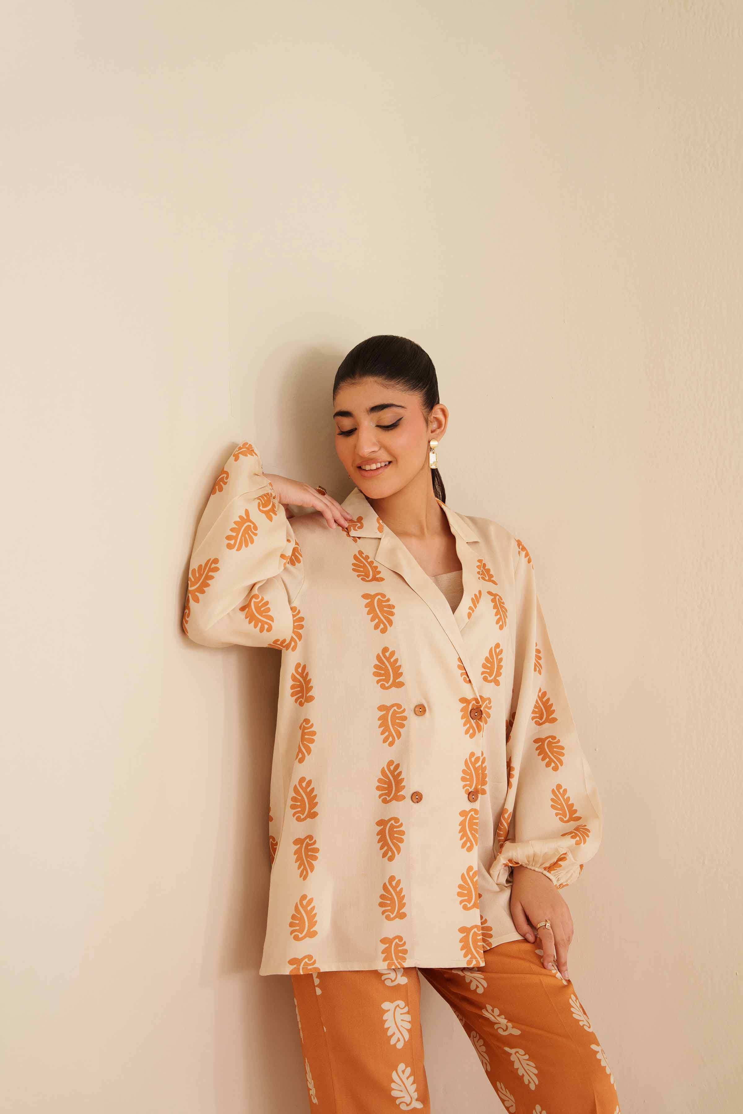 NISHATUAE - Ivory Printed Satin 2-piece Ready to wear Dress