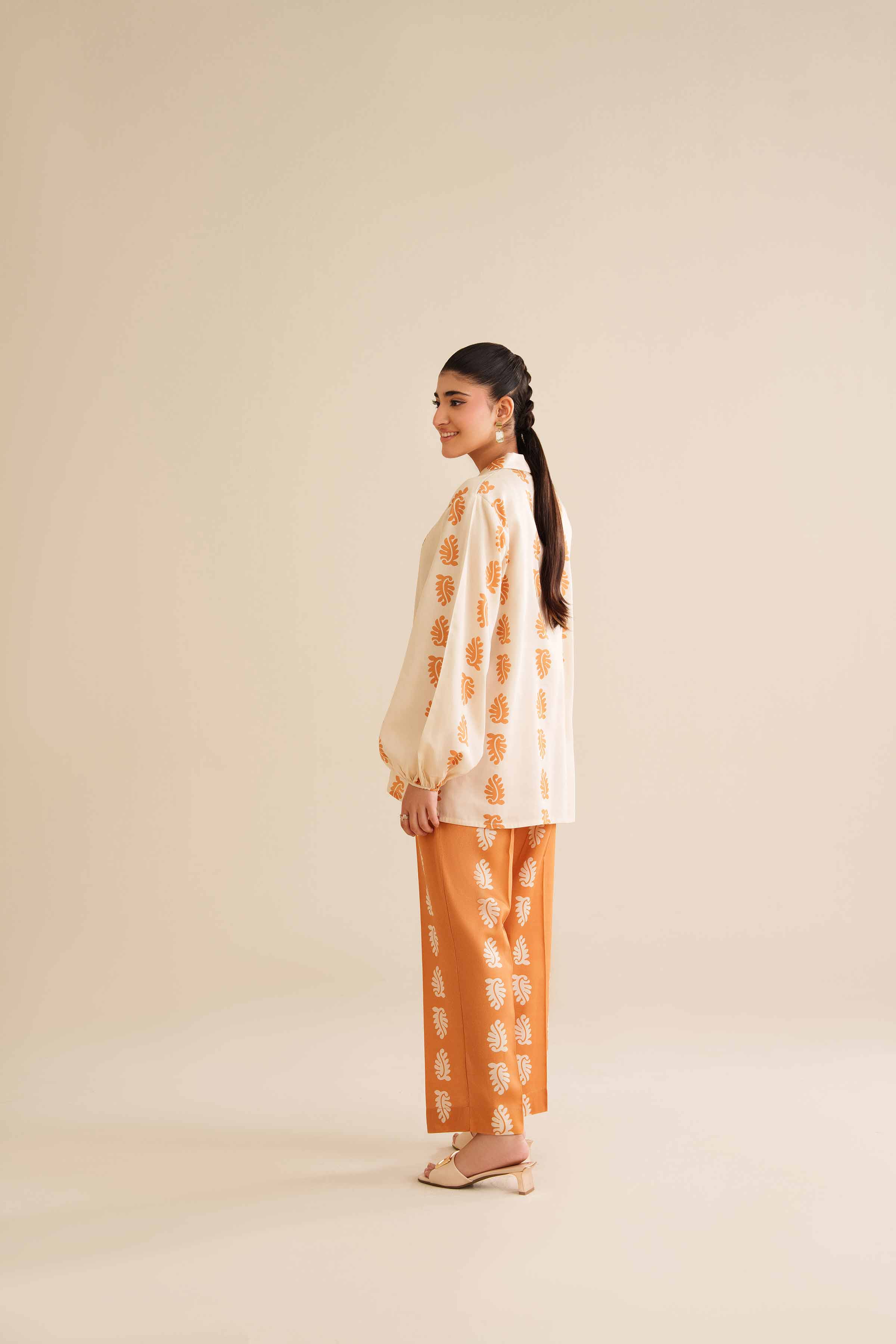 NISHATUAE - Ivory Printed Satin 2-piece Ready to wear Dress