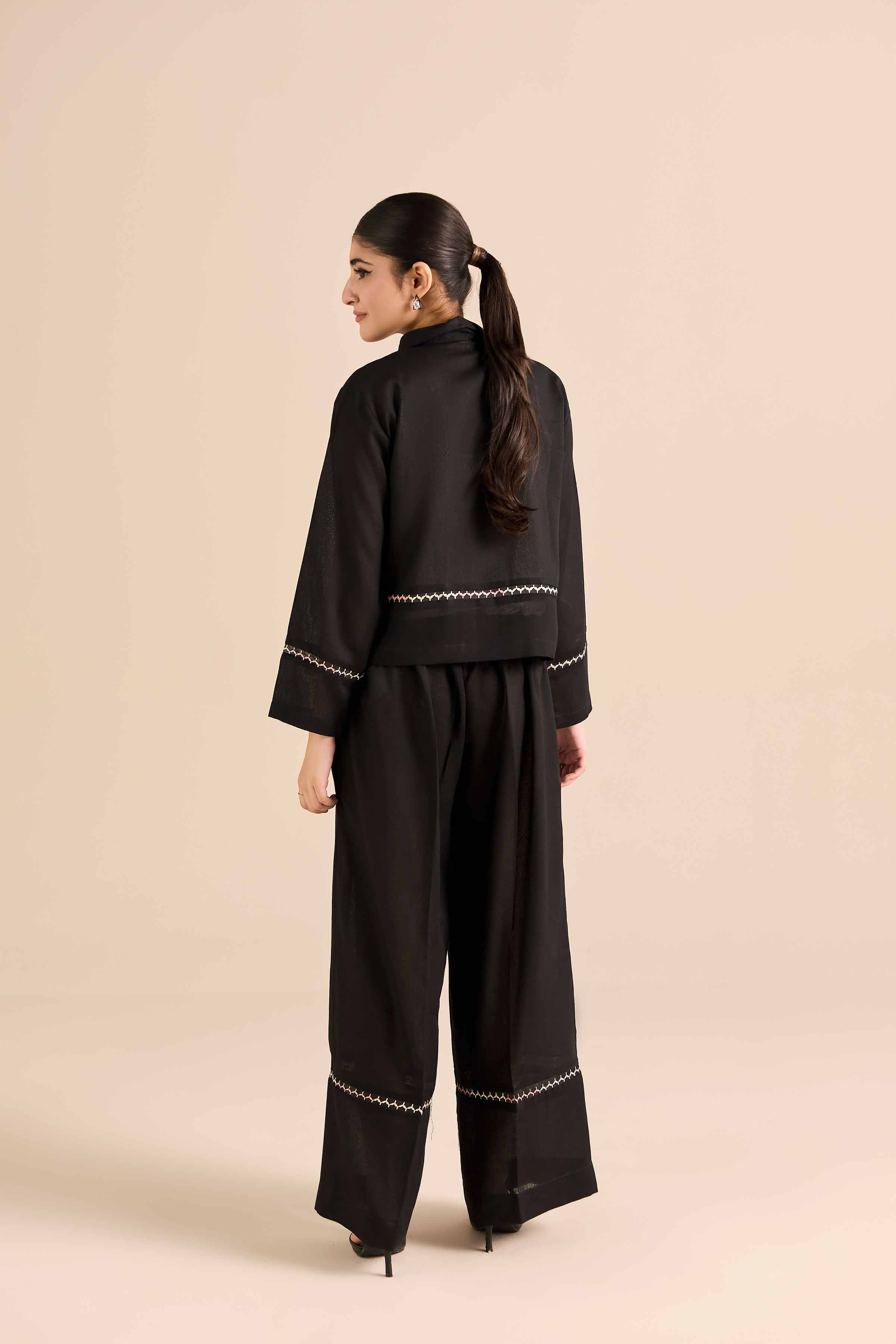 NishatUAE - Black Embroidered Karandi 2-piece Ready to wear Dress