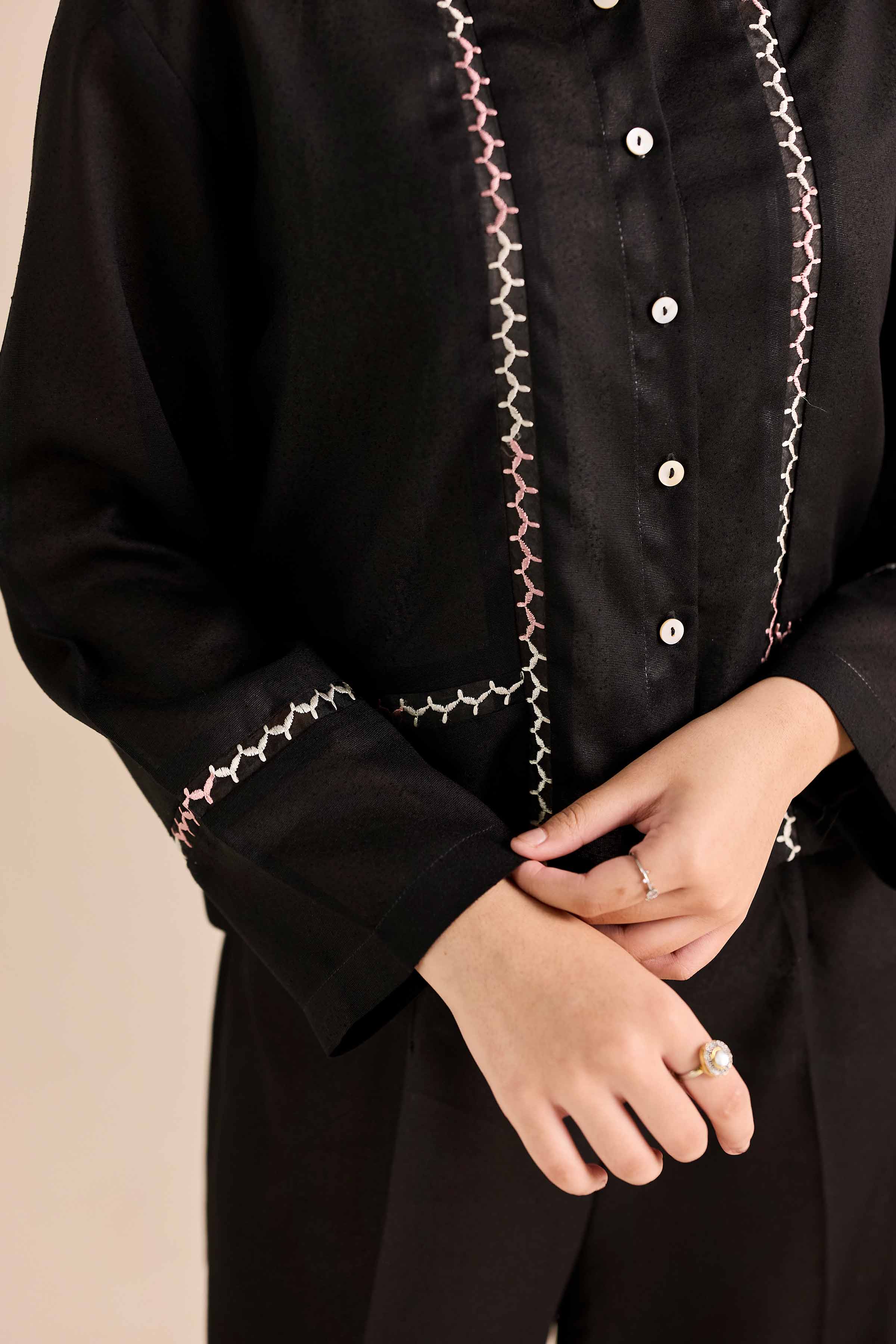 NishatUAE - Black Embroidered Karandi 2-piece Ready to wear Dress