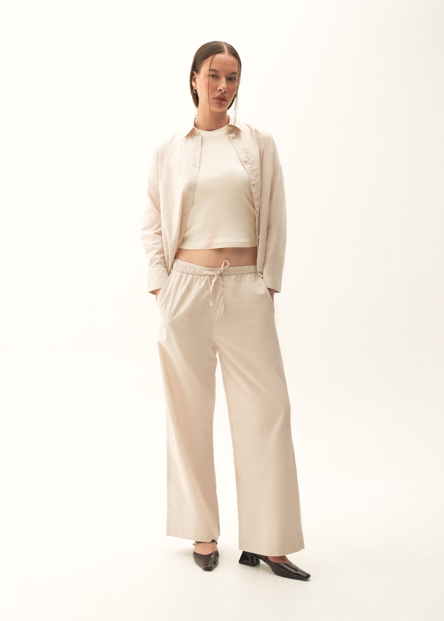 Wide Leg Linen Blend Trousers - KOA