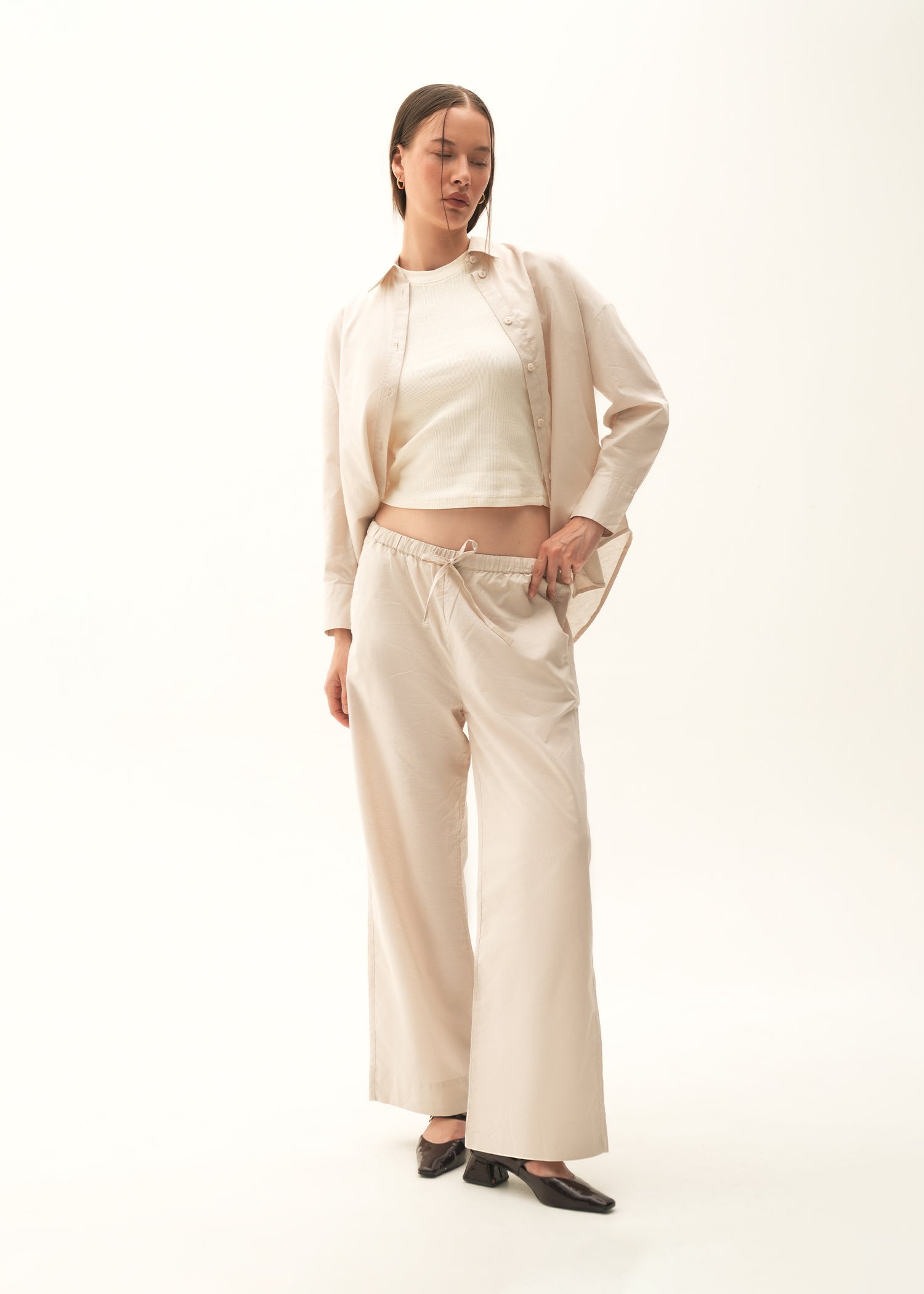 Wide Leg Linen Blend Trousers - KOA
