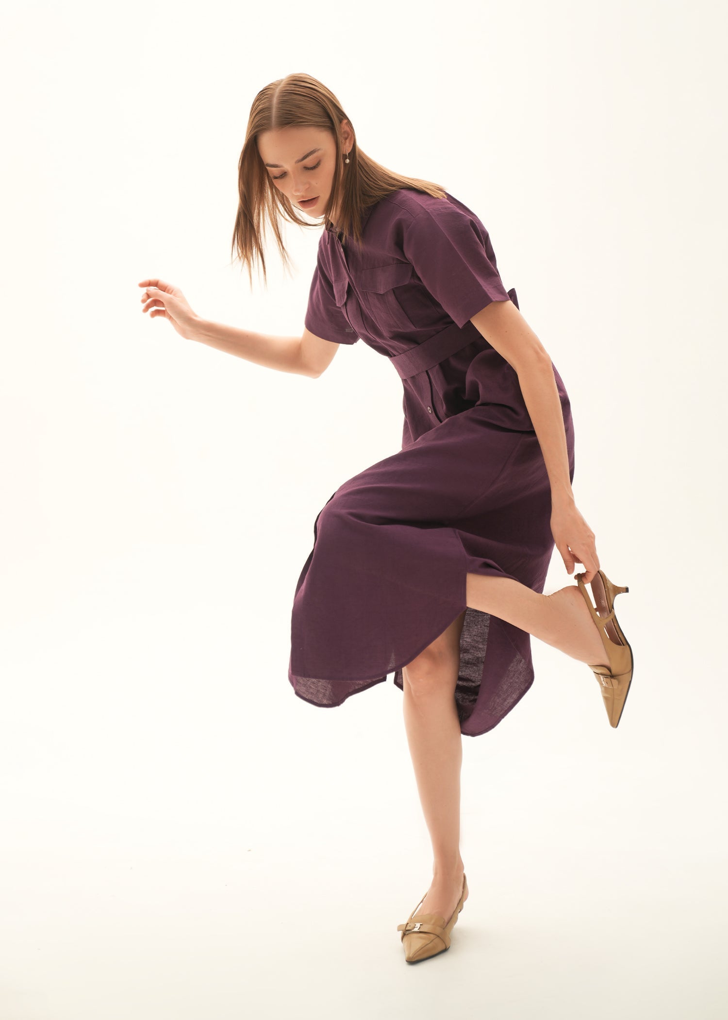 Button Down Linen Blend Dress - KOA