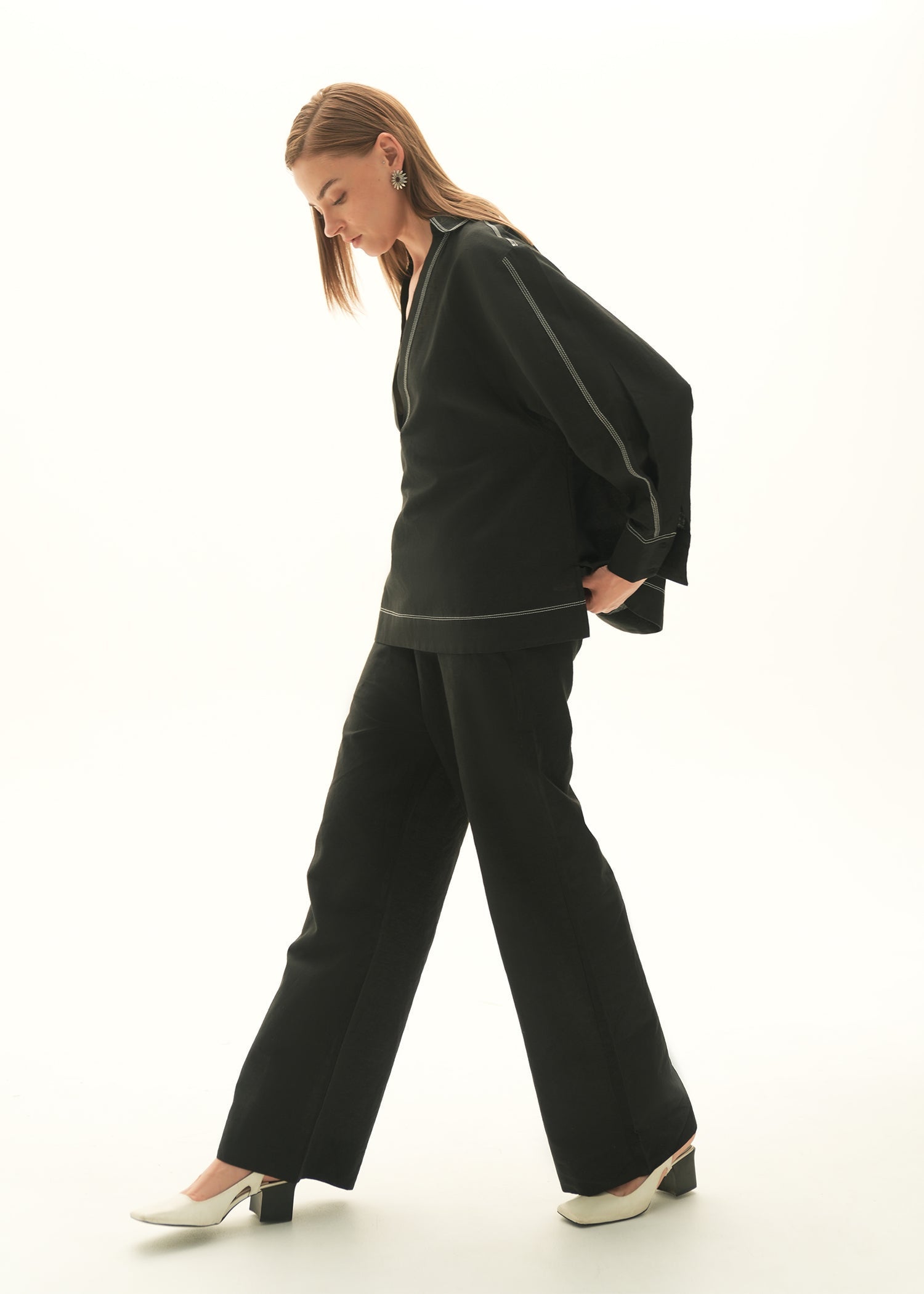 Wide Leg Linen Blend Trousers - KOA