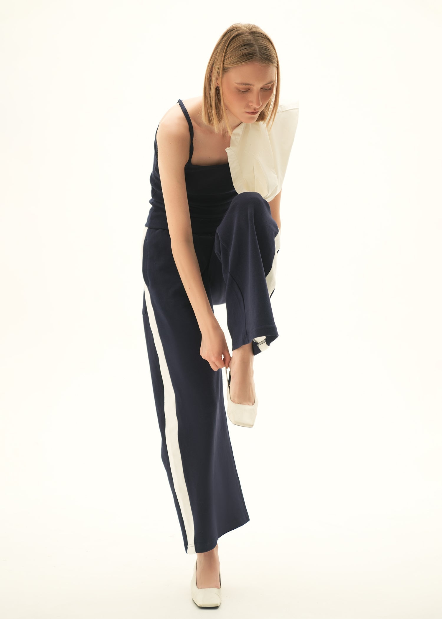 Wide Leg Trousers With Side Contrasting Panel - KOA