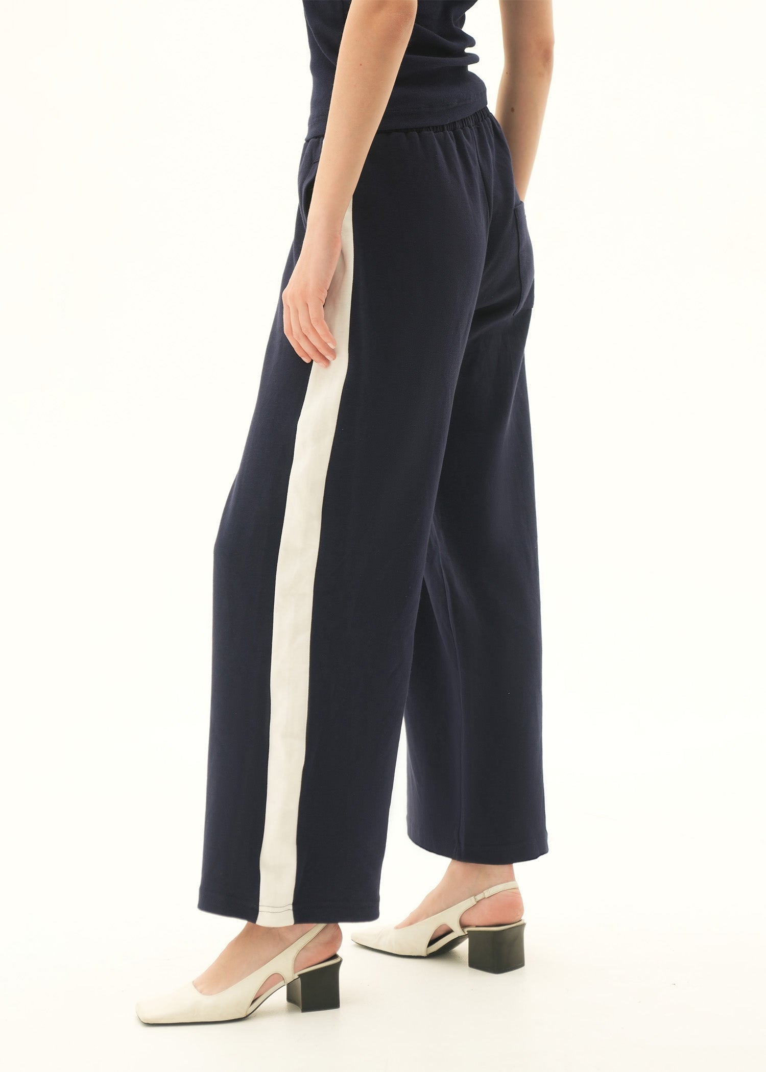 Wide Leg Trousers With Side Contrasting Panel - KOA