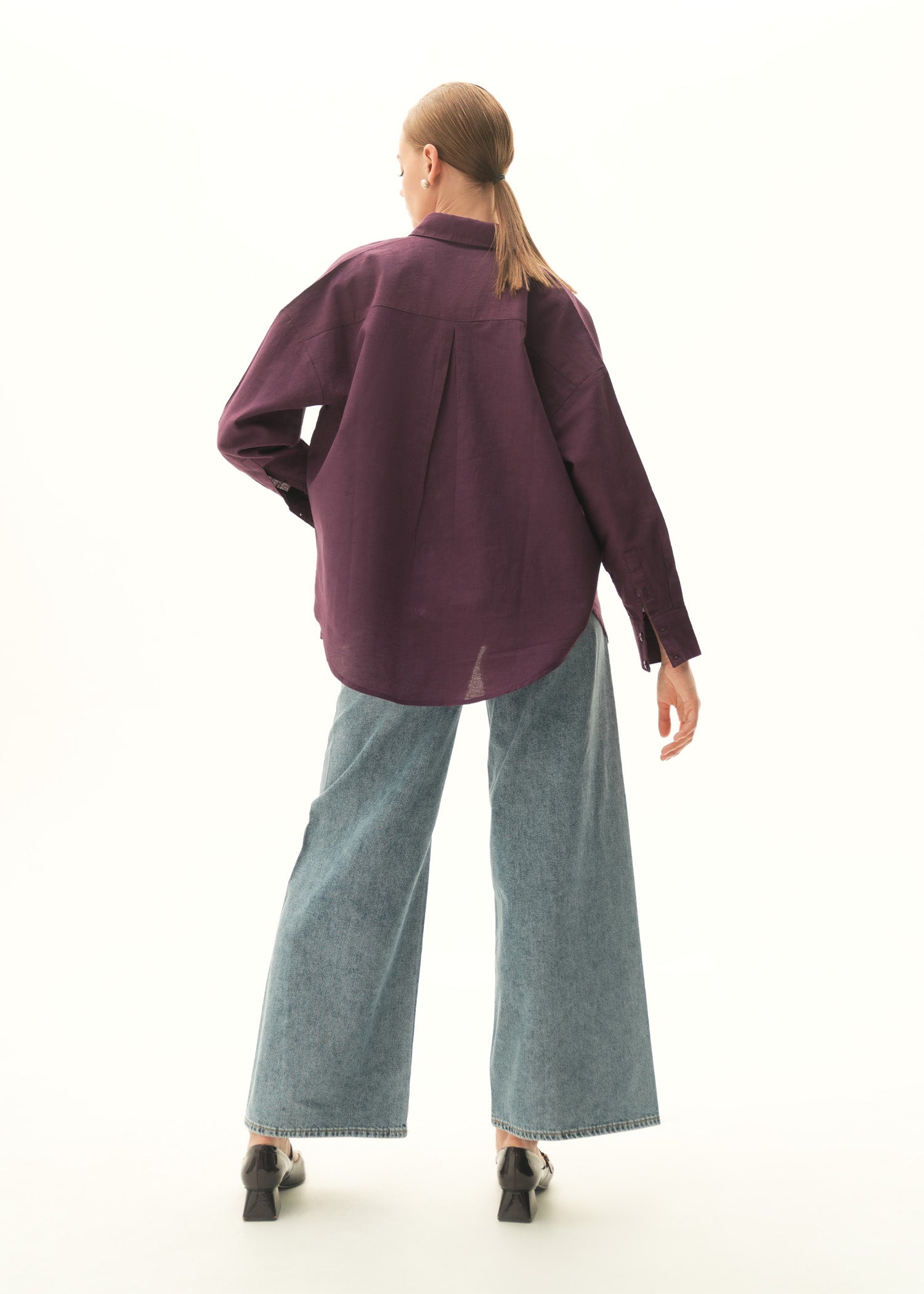 Oversized Button Down Linen Blend-Shirt - KOA