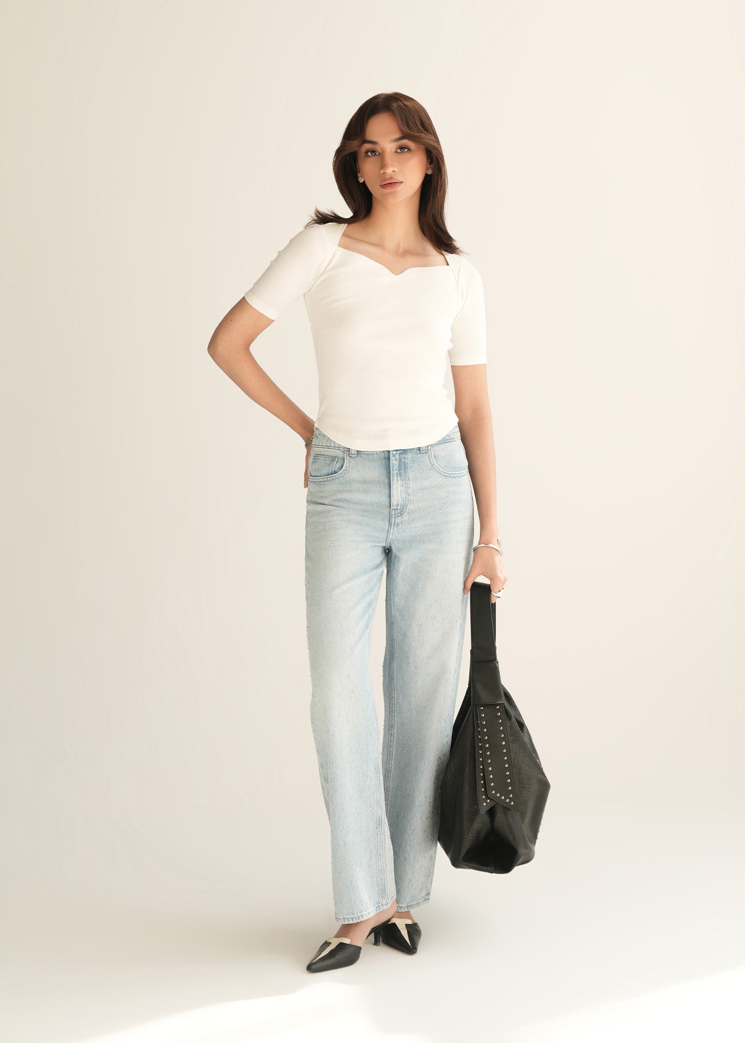 Ribbed Sweetheart Neckline Top - KOA