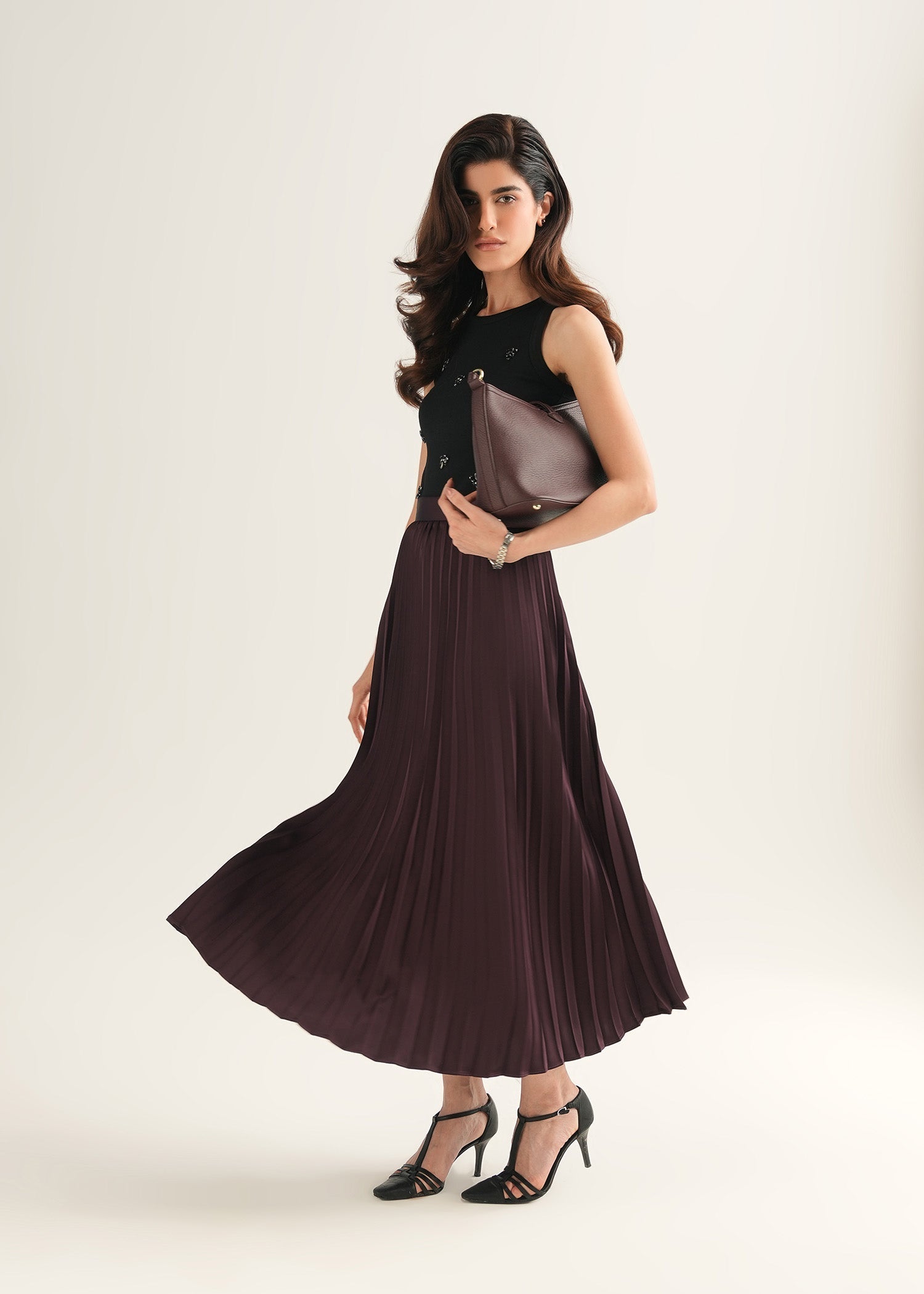 Satin Pleated Skirt - KOA