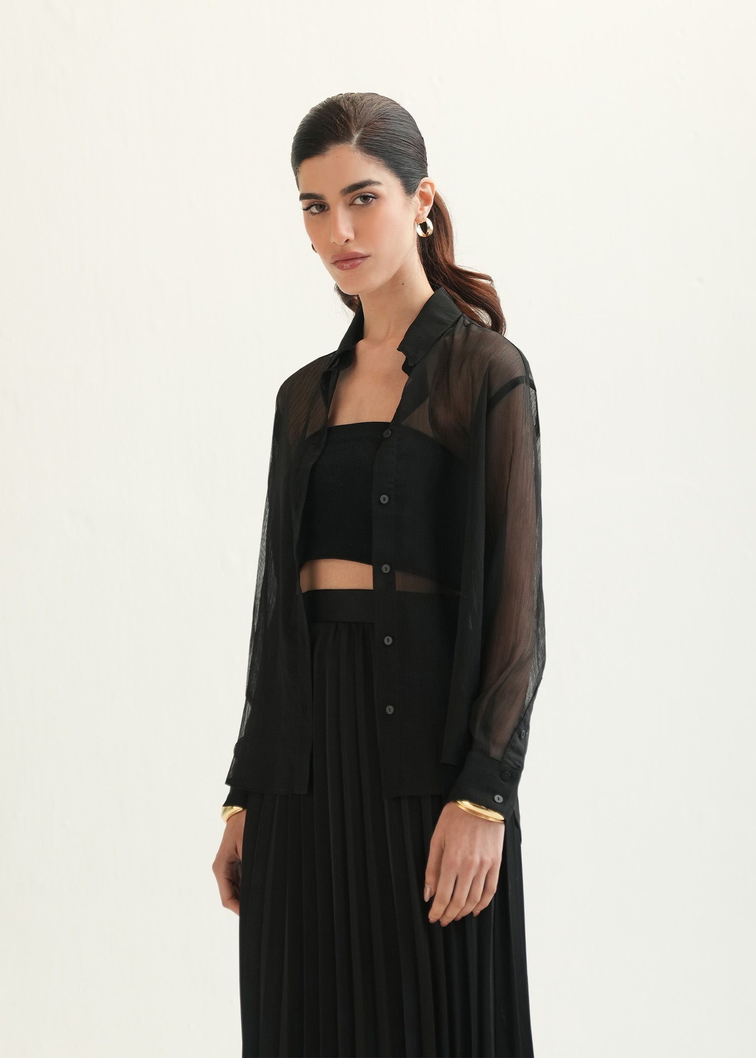 Sheer Button Down Shirt - KOA