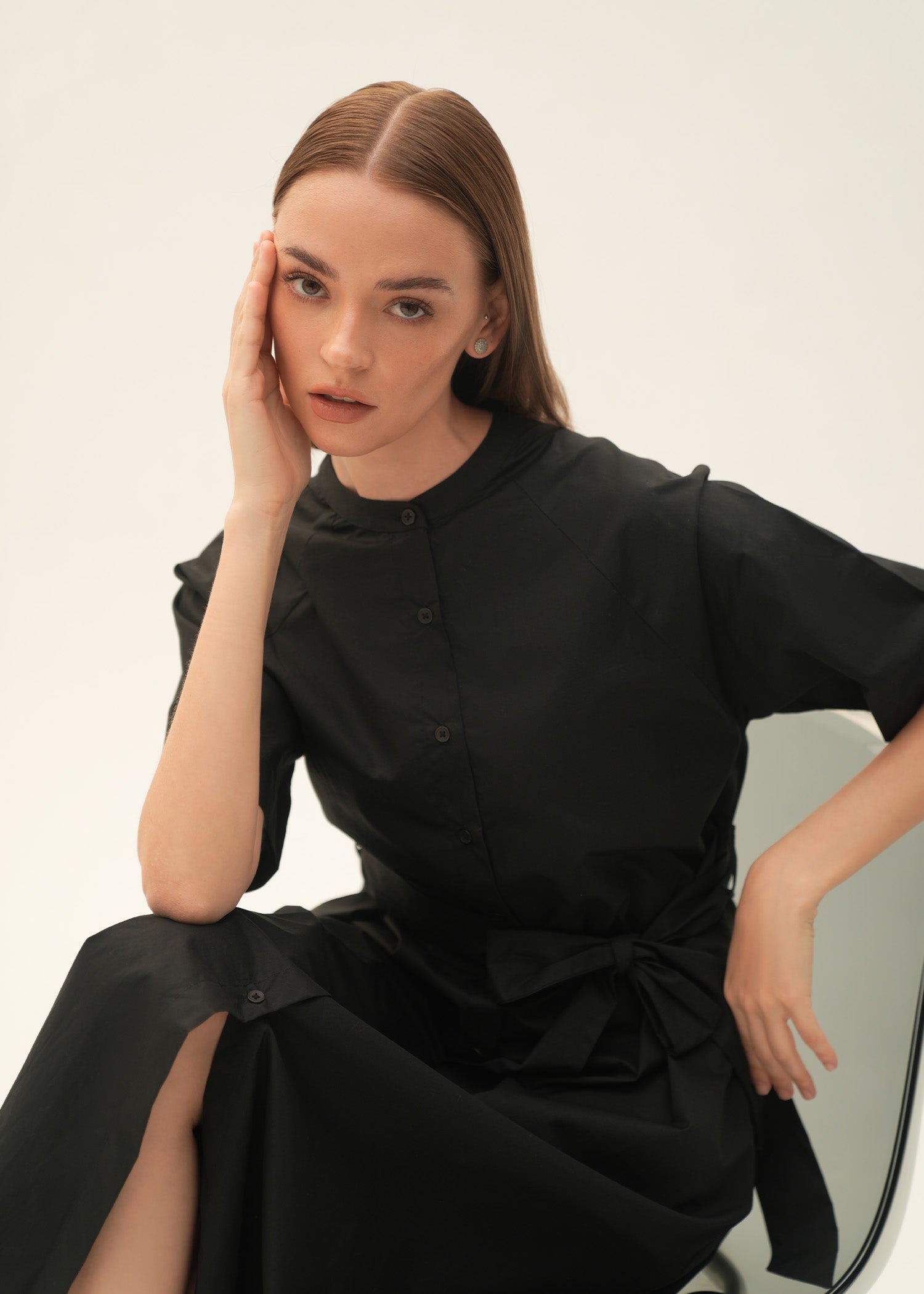 Flared Cotton Dress With Raglan Sleeves - KOA