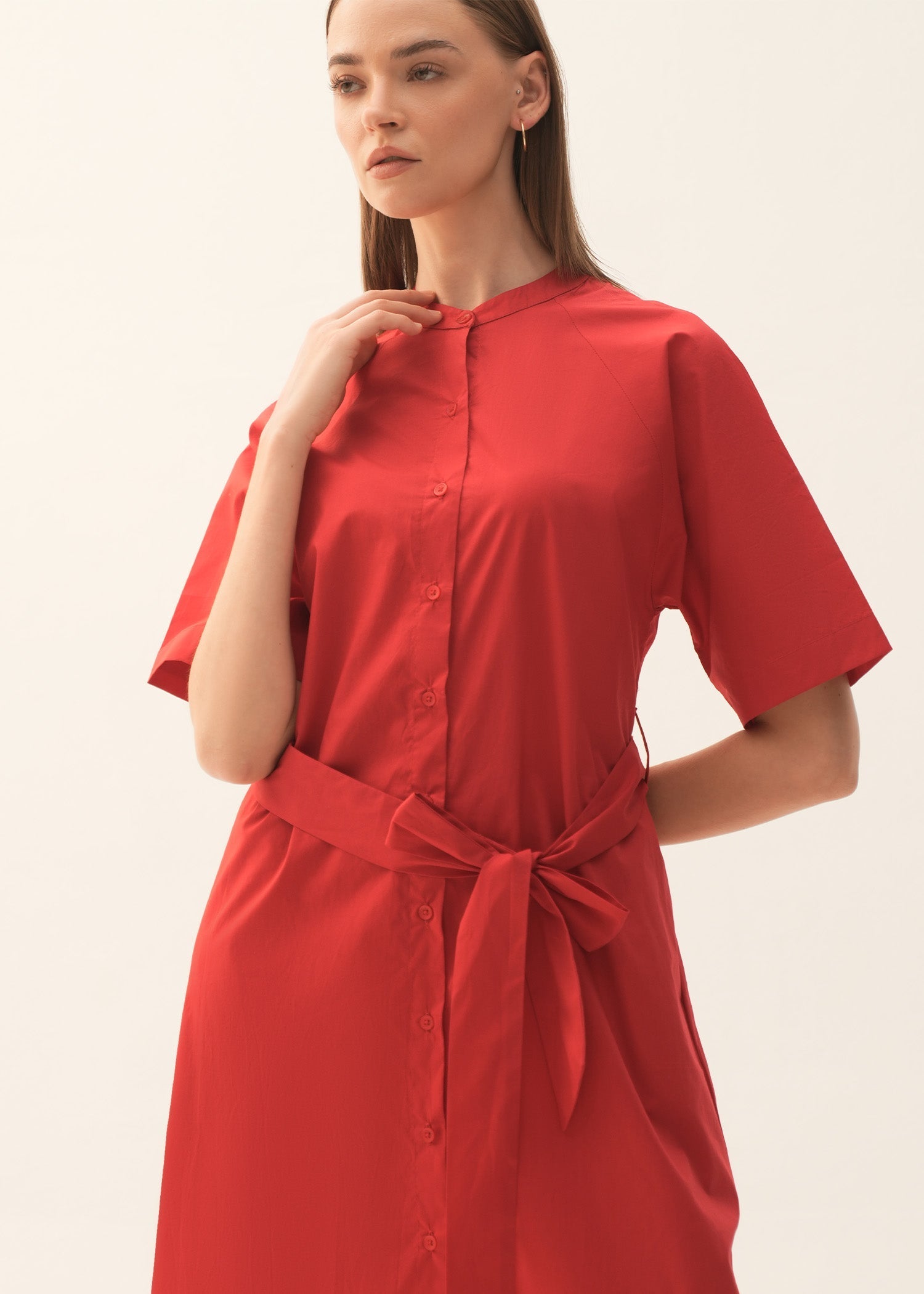 Flared Cotton Dress With Raglan Sleeves - KOA