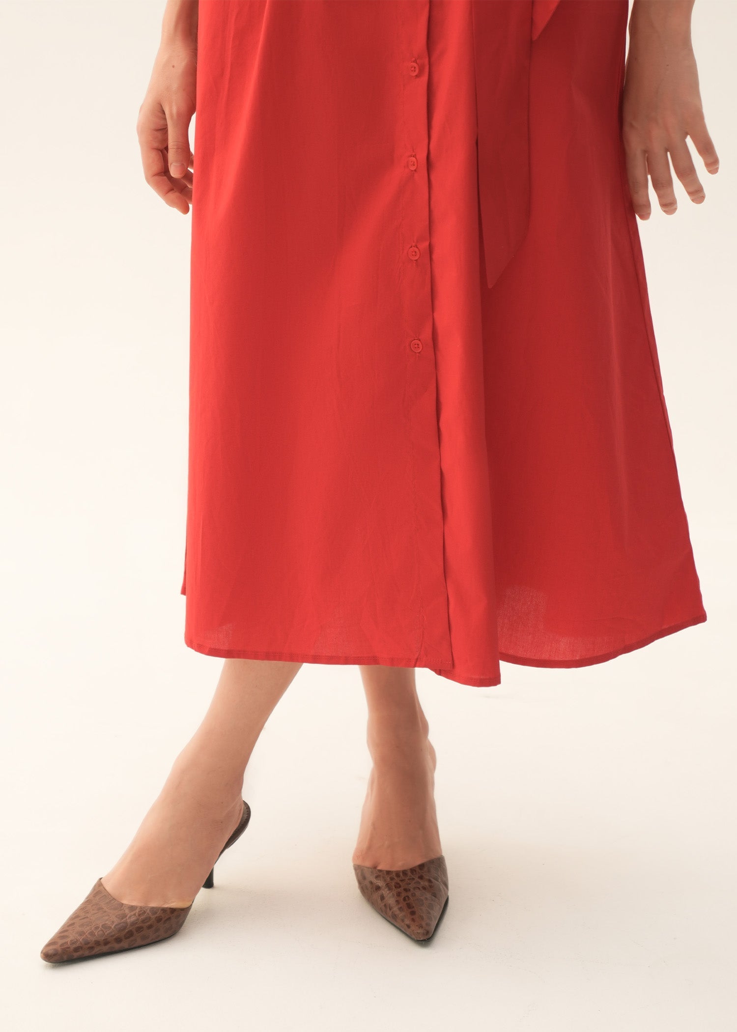 Flared Cotton Dress With Raglan Sleeves - KOA