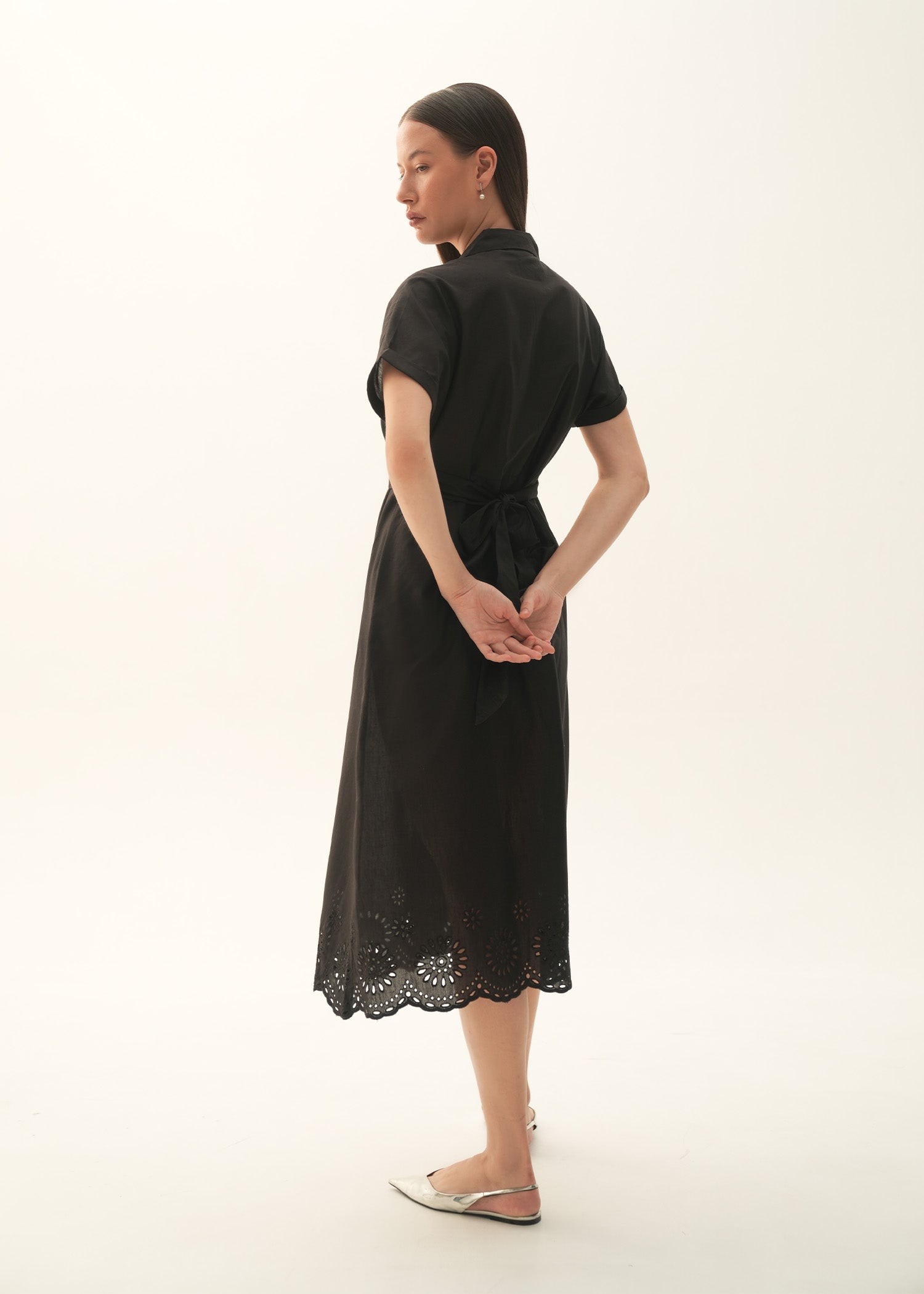 Cotton Dress With Schiffli Embroidery - KOA