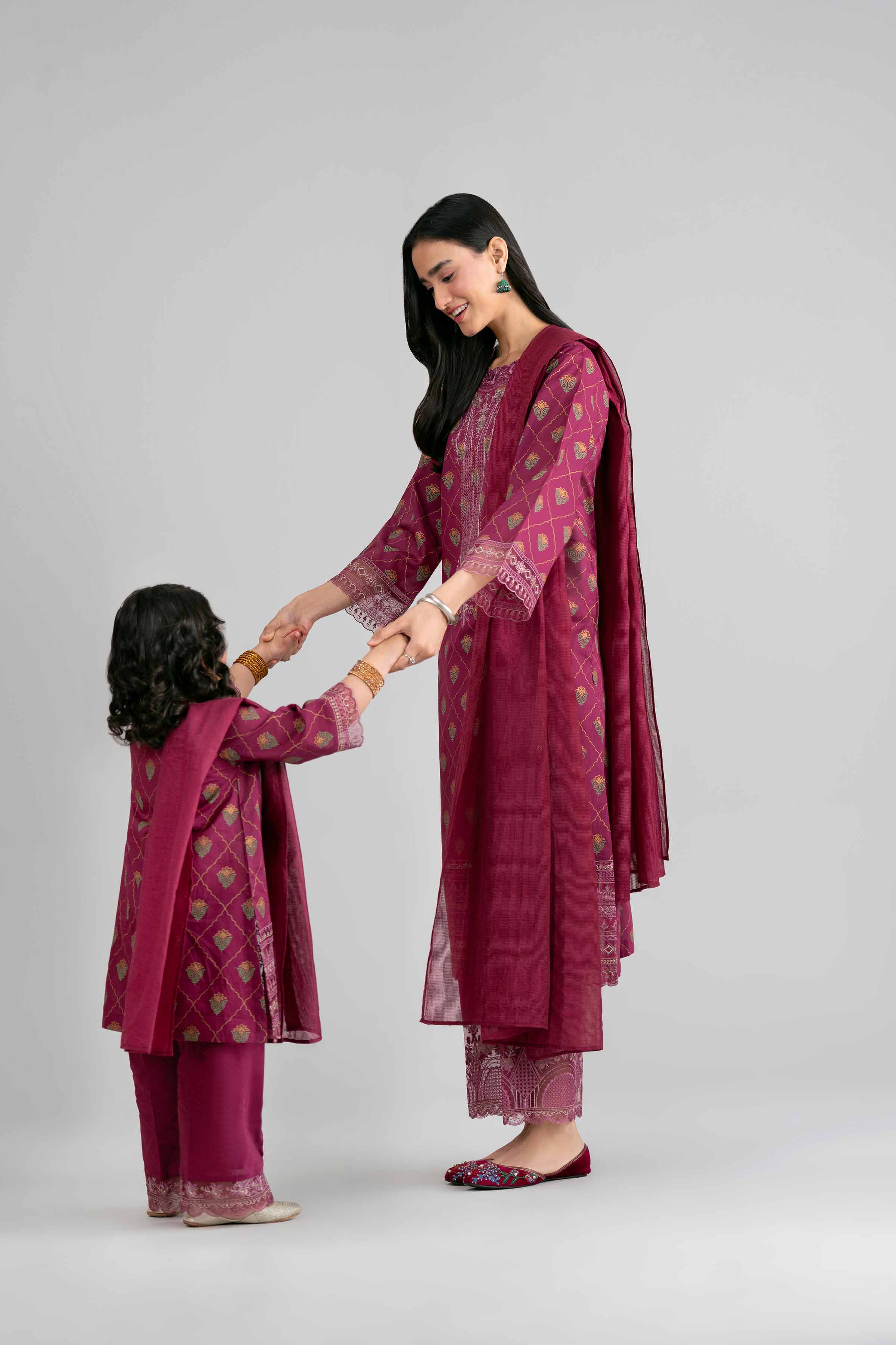 3 Piece - Printed Embroidered Suit - PMD26-41 D