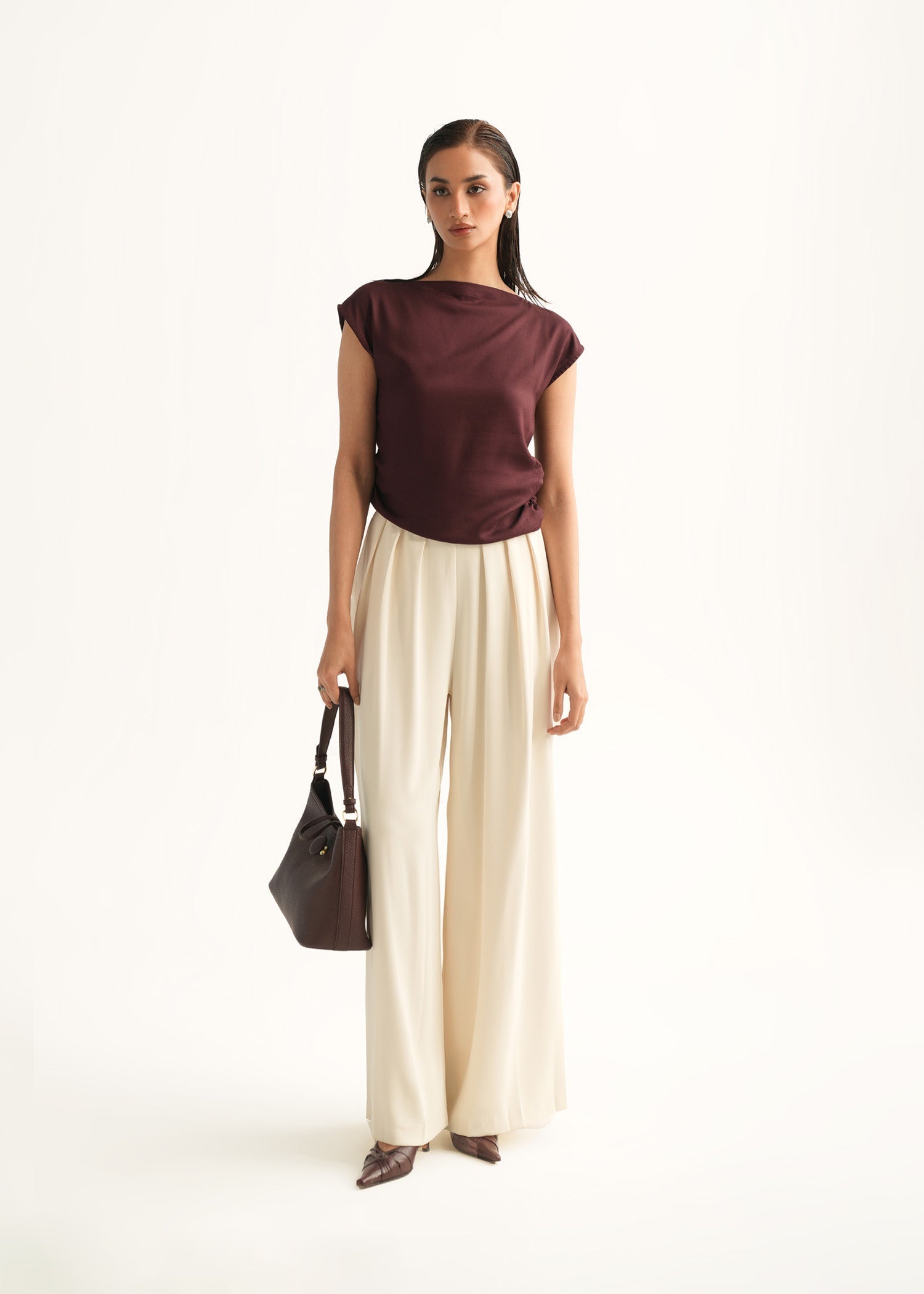 Wide Leg Pleated Pants - KOA