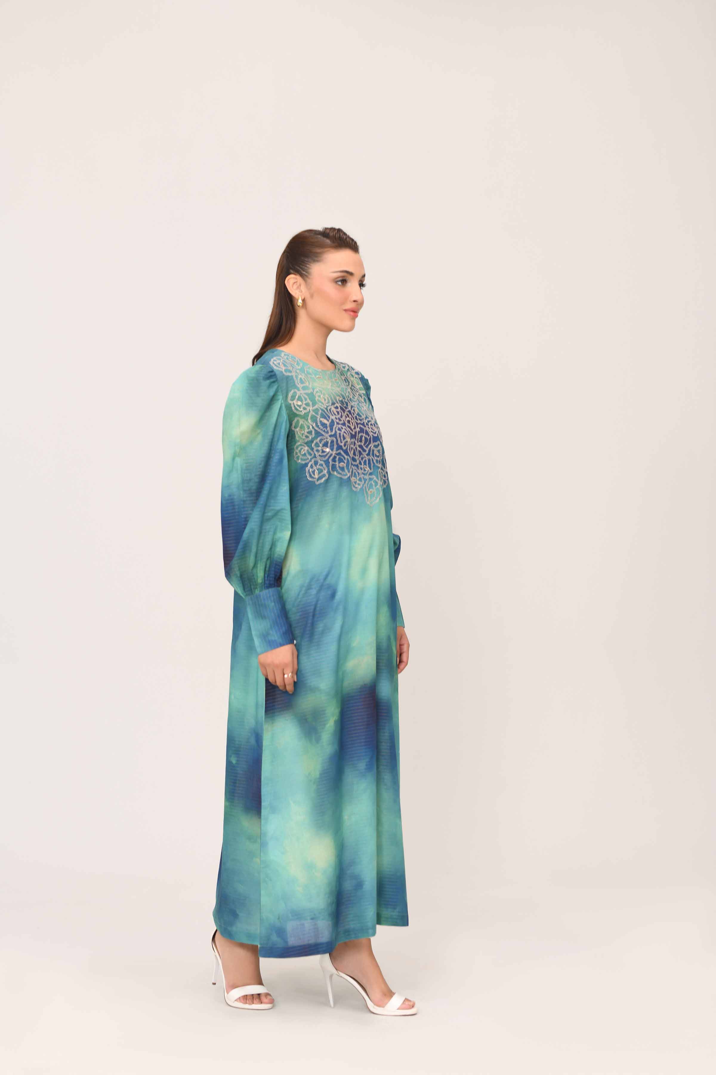 Printed Embroidered Dress - FE25-06