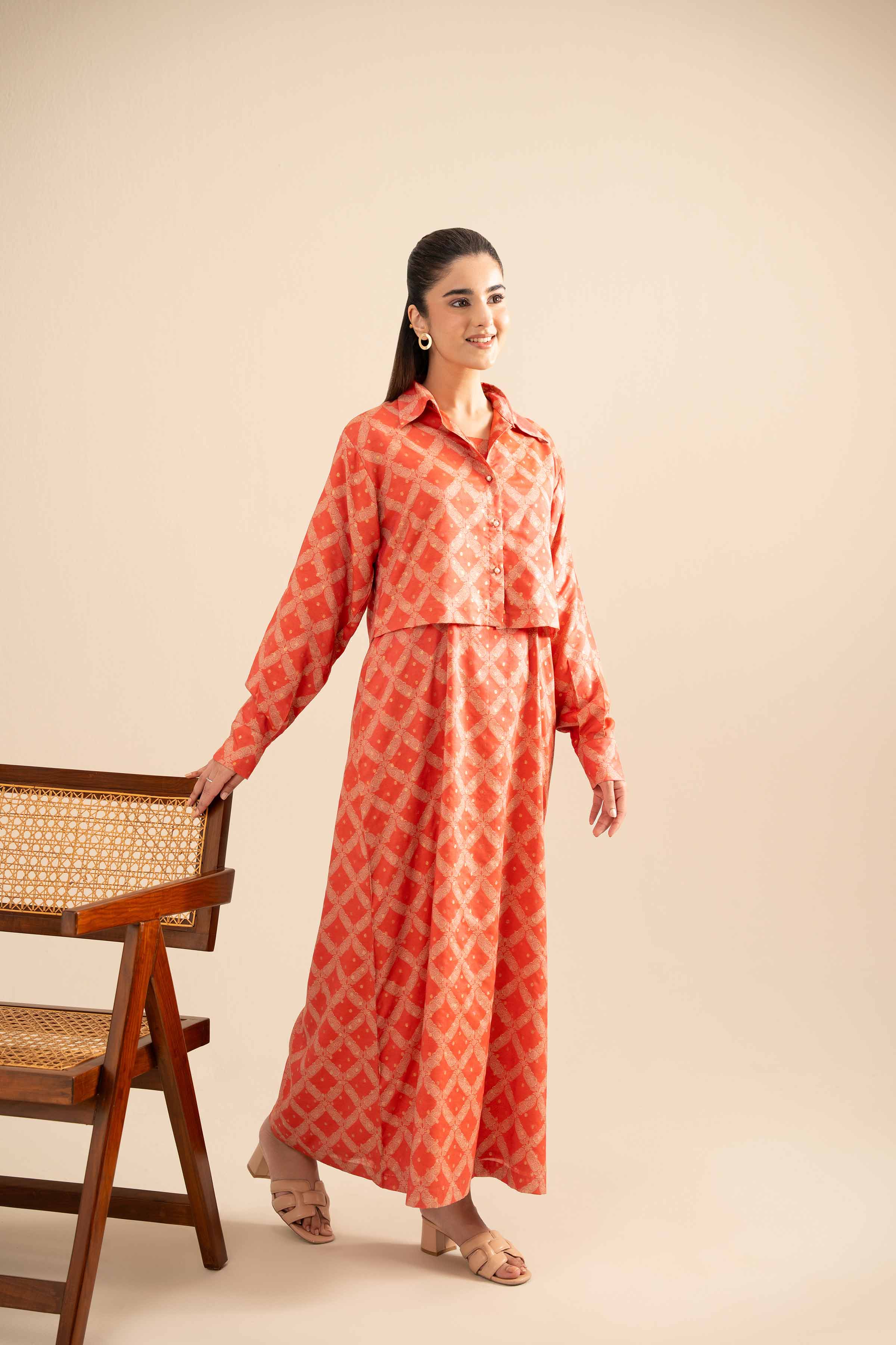 NISHATUAE - Orange Printed Monar 2-piece Ready to wear Dress