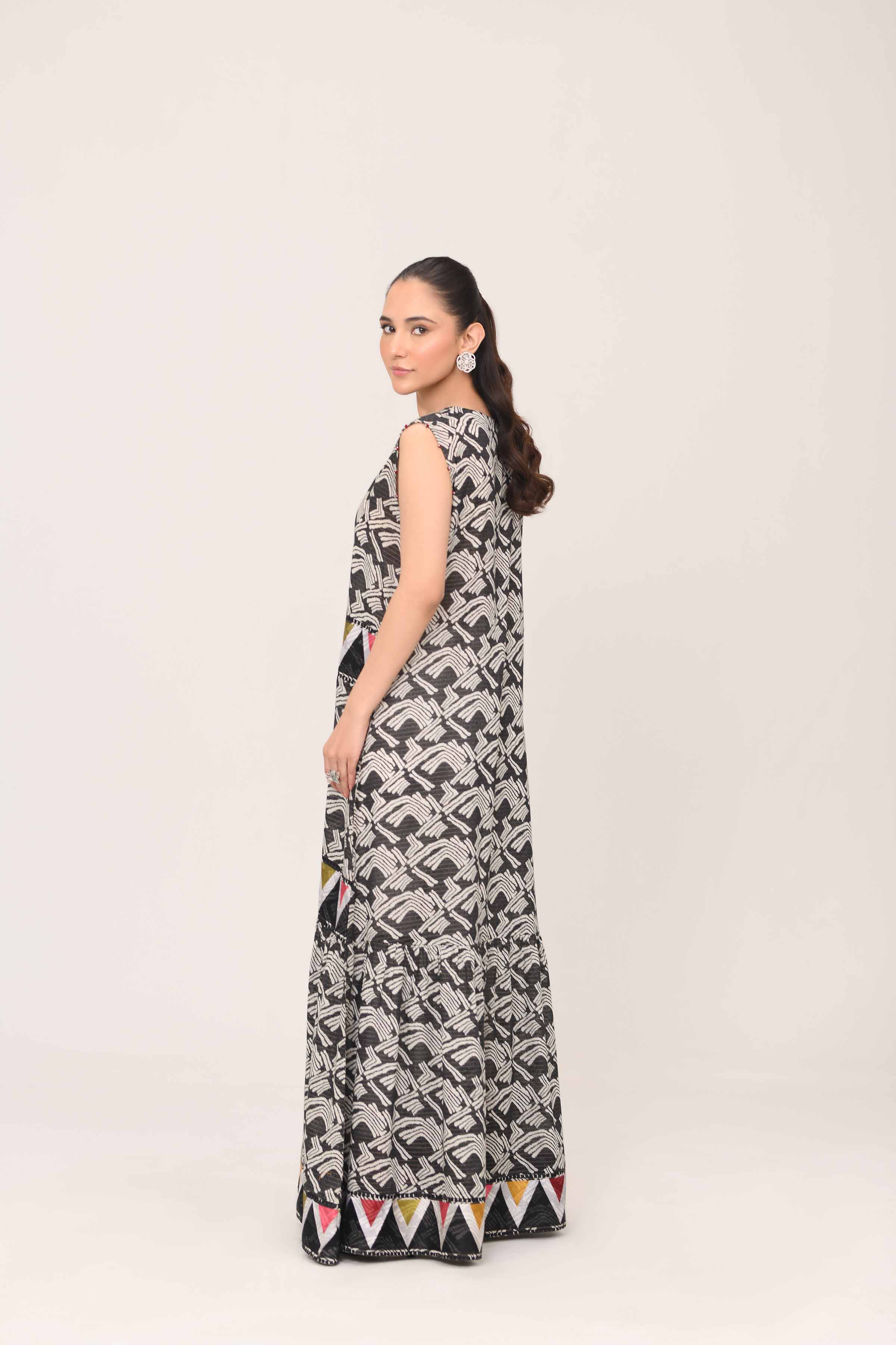 Printed Embroidered Dress - FE25-17